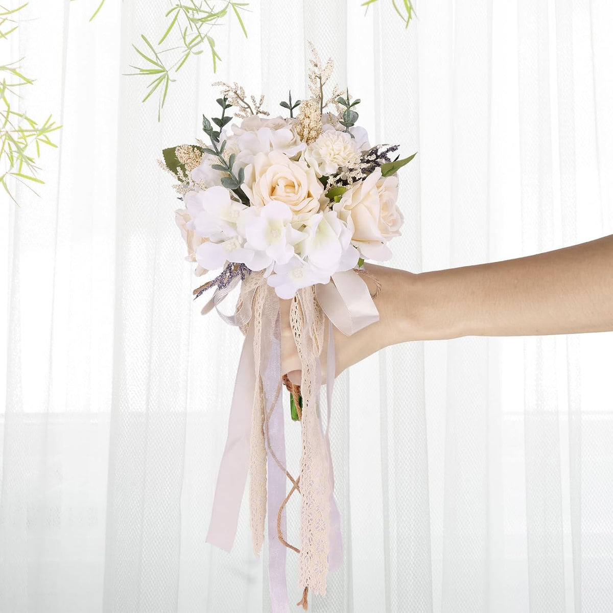 CEWOR Ramos de boda para novia, dama de honor, rosas artificiales c...