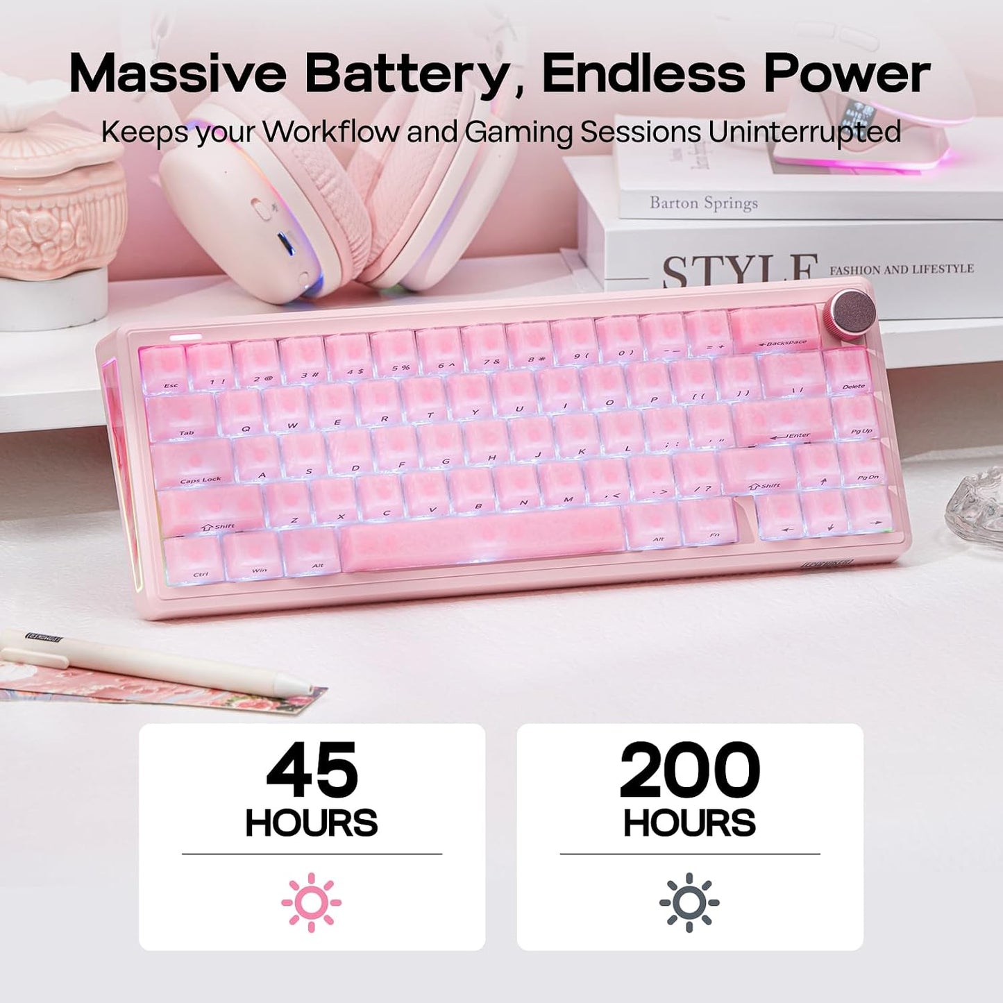 EPOMAKER TH65 Teclado mecánico inalámbrico para juegos con perilla...