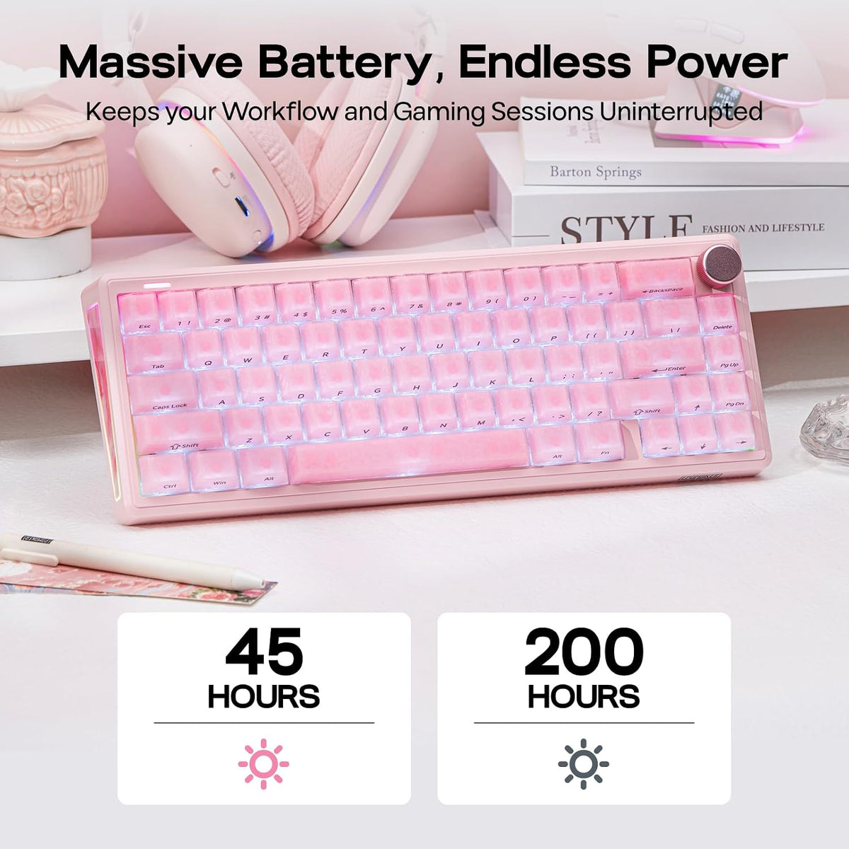 EPOMAKER TH65 Teclado mecánico inalámbrico para juegos con perilla...