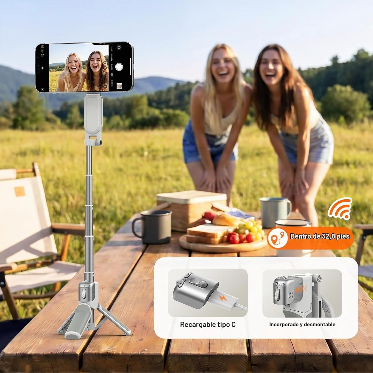 AMAZEAR Agarre para cámara de teléfono con trípode para selfie, acc...
