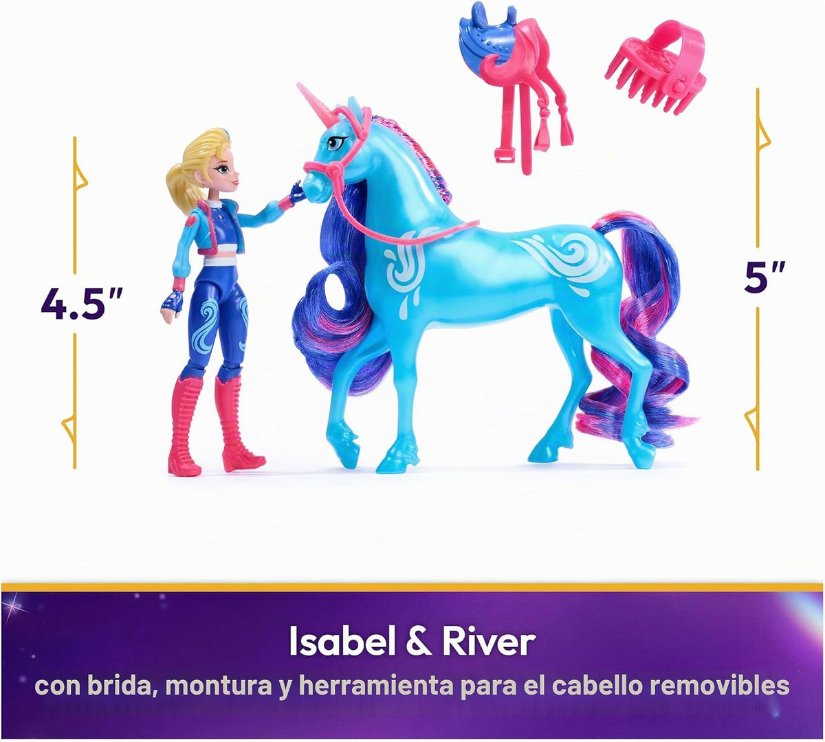 Unicorn Academy, Isabel &amp; River con 2 accesorios y herramienta...