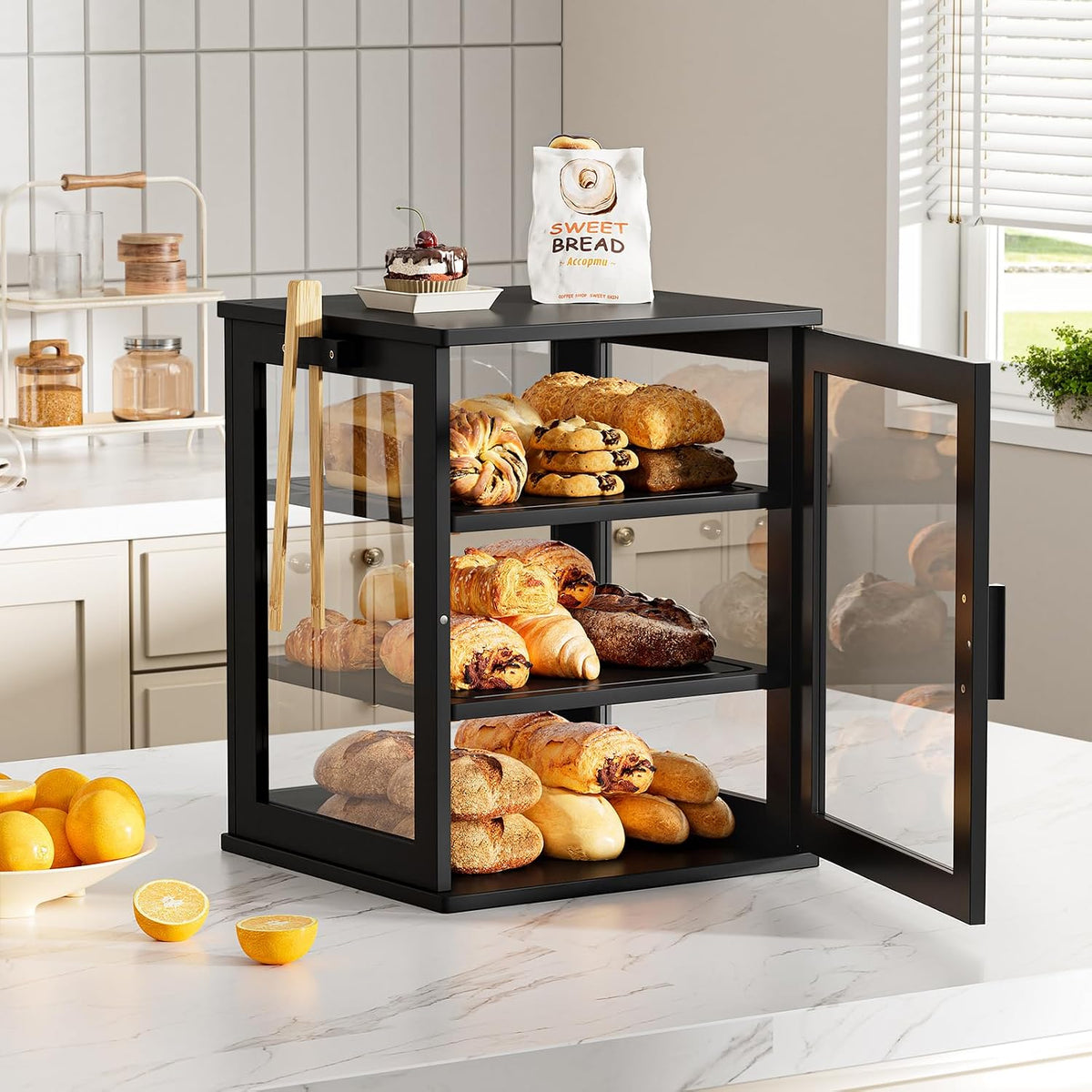 WOWLIVE Caja de pan para encimera de cocina, contenedor de almacena...