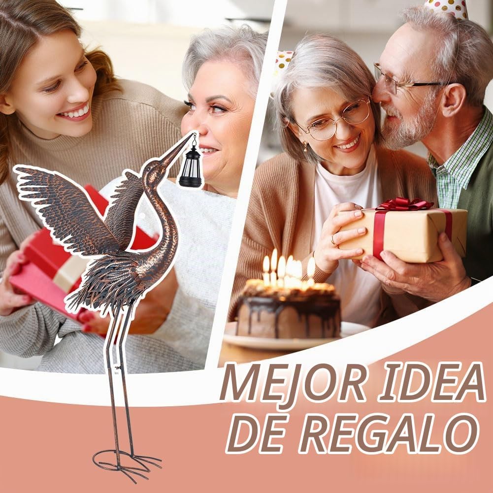 ViteenLight Estatuas de jardín de grúa de 43" con luz solar par...