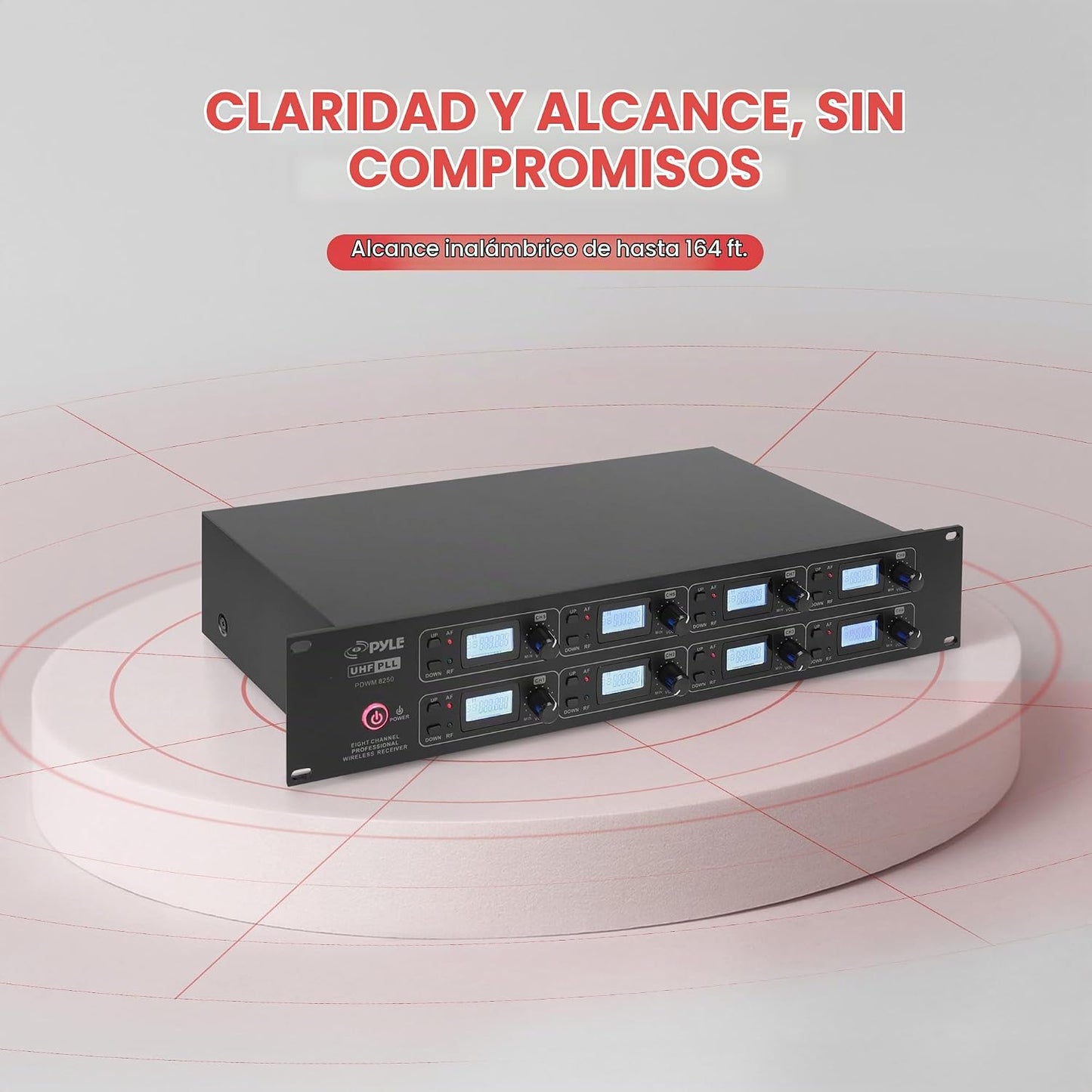 Pyle Sistema de micrófono inalámbrico UHF profesional de 8 canales,...