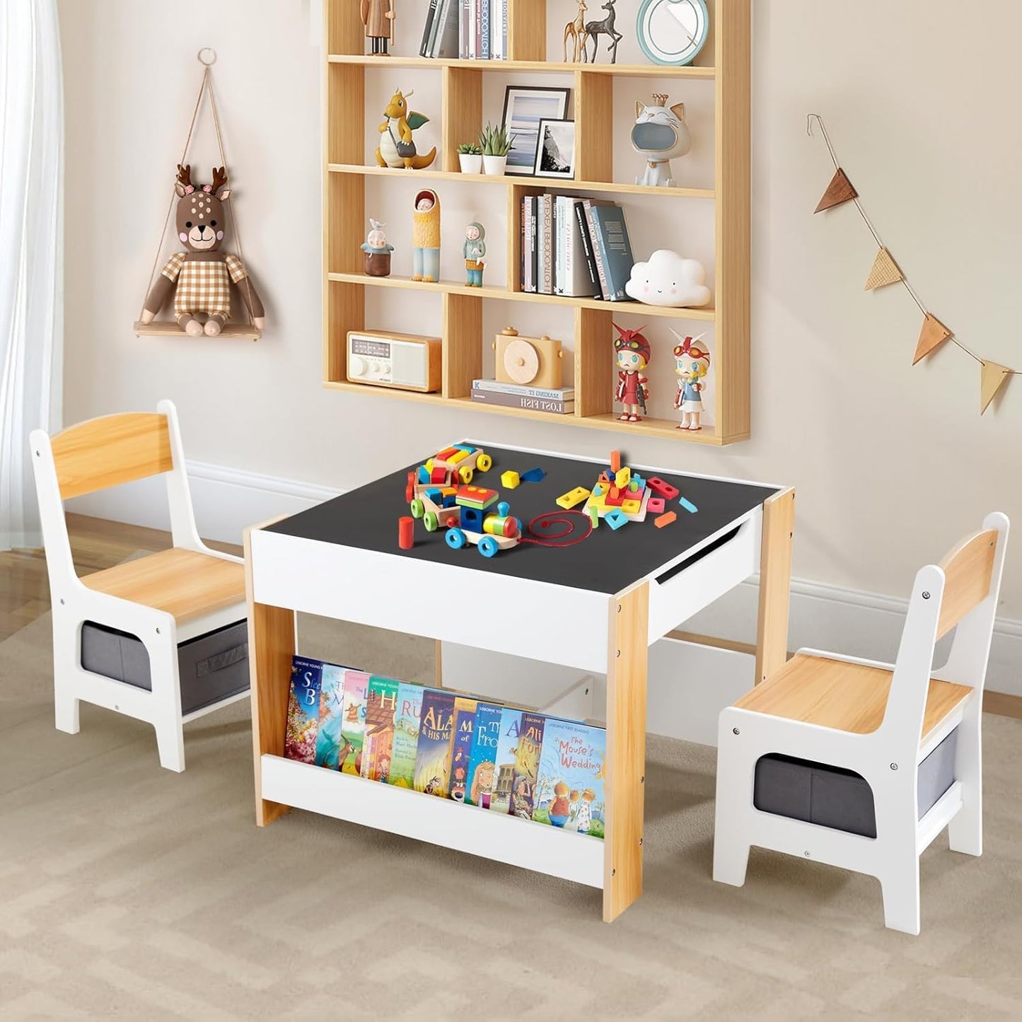 Asweets - Juego de mesa y silla para niños, escritorio infantil 4 e...