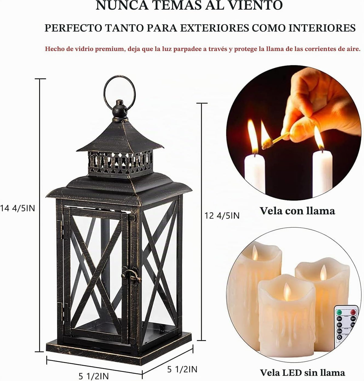 DECORKEY Farol decorativo para interiores y exteriores, grandes far...