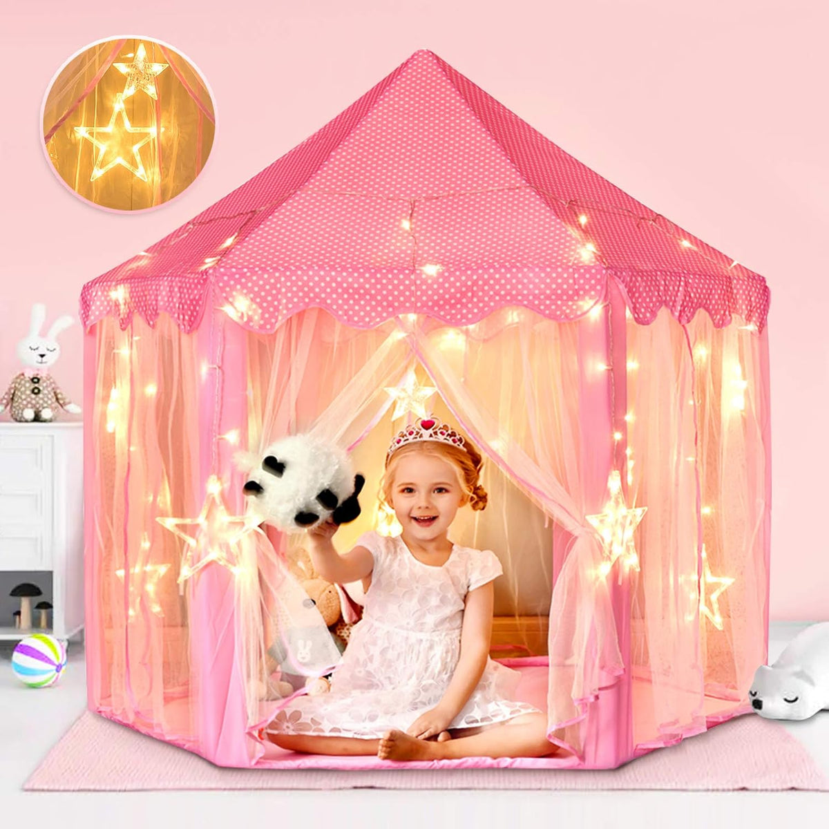 wilwolfer tienda de campaña tipo castillo de princesa para niñas, t...