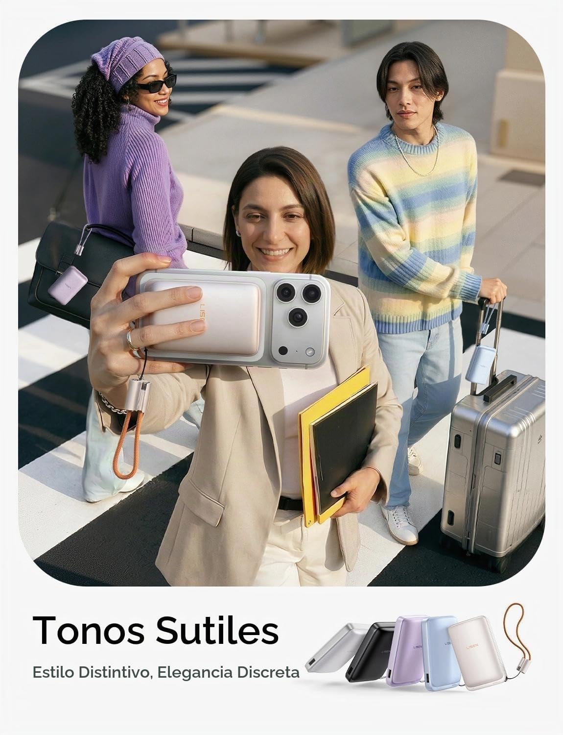 LISEN Cargador portátil magnético para iPhone 10000mAh | QI2.2 Carg...