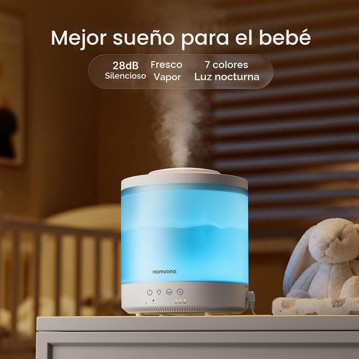 Homvana Humidificadores pequeños para recámara - 2 paquetes de 1.5L...