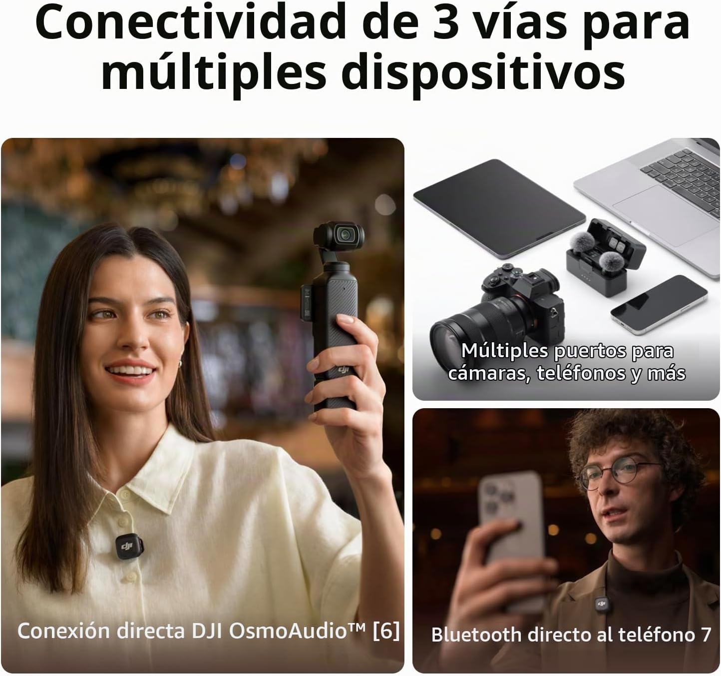DJI Mic 3 (2 TX + 1 RX móvil), micrófono inalámbrico | Para iPhone...