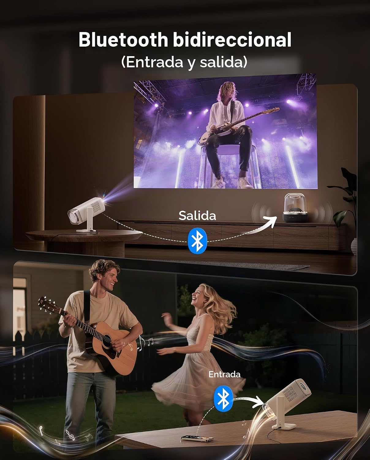 Aurzen BOOM Air - Proyector portátil para Google TV con alimentació...