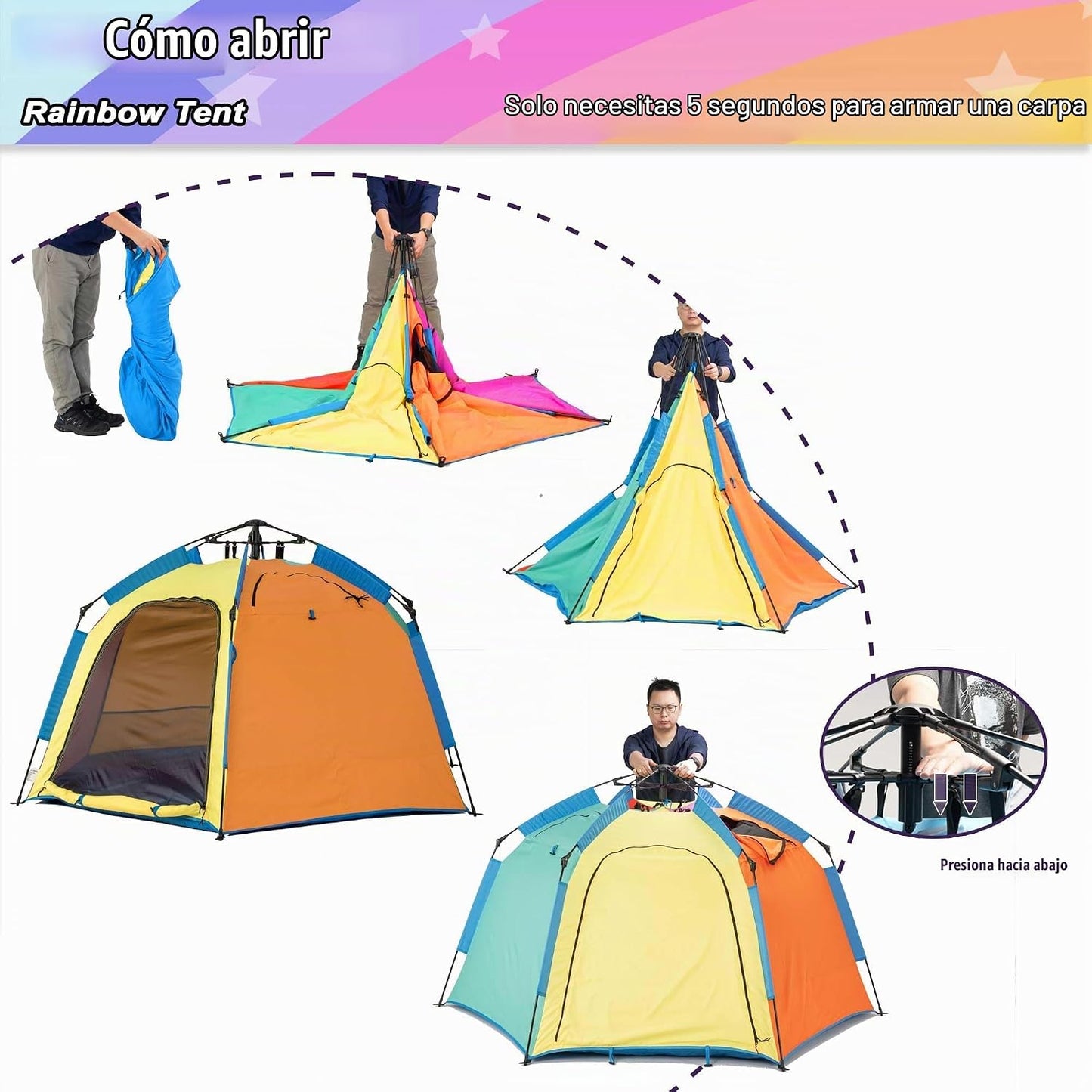 Tienda de campaña hexagonal portátil para niños con tira de luces L...