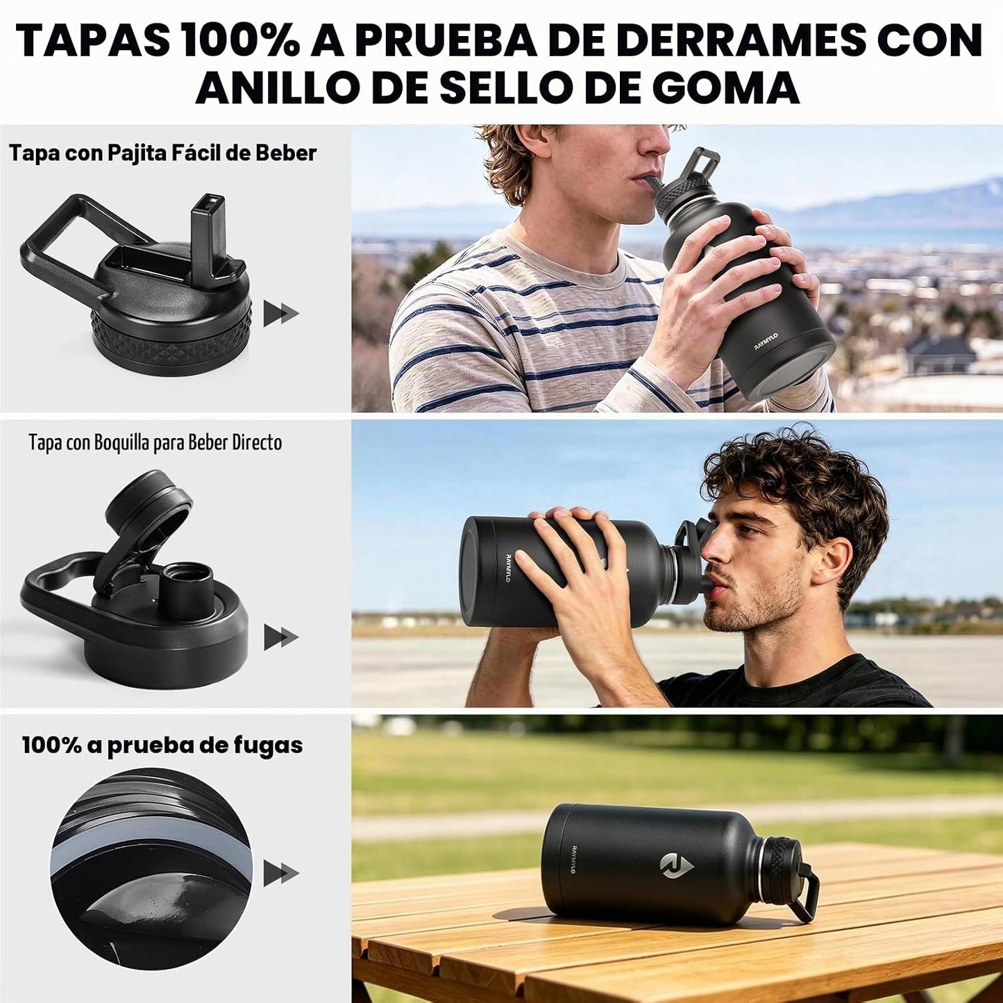 RAYMYLO Botella de acero inoxidable|Aislamiento al vacío de triple...