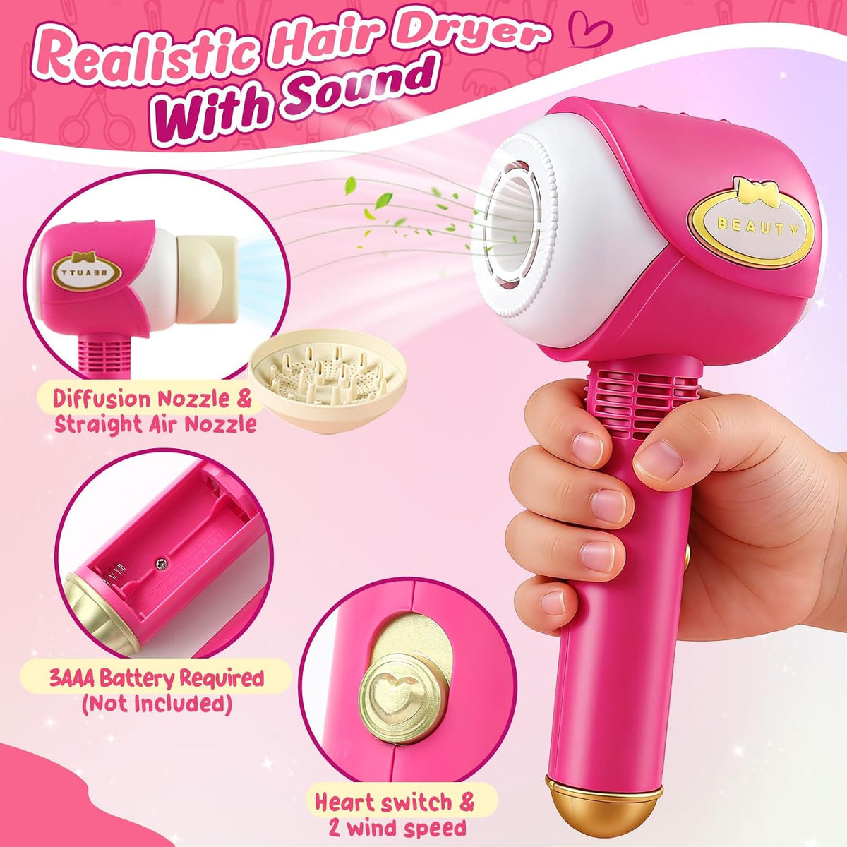 Toylink Juguetes de peluquería para niñas, 21 piezas de juguetes de...
