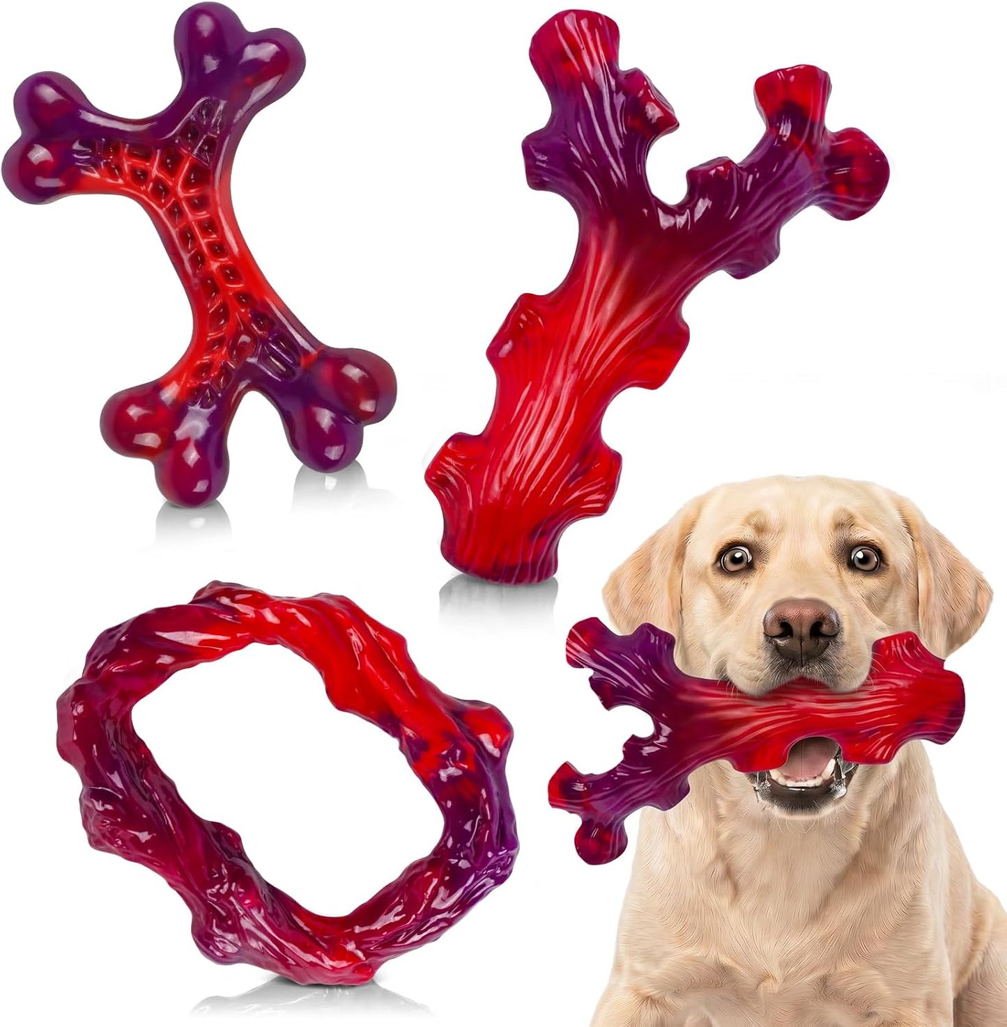 Frienhund Paquete de 3 huesos masticables indestructibles para perr...