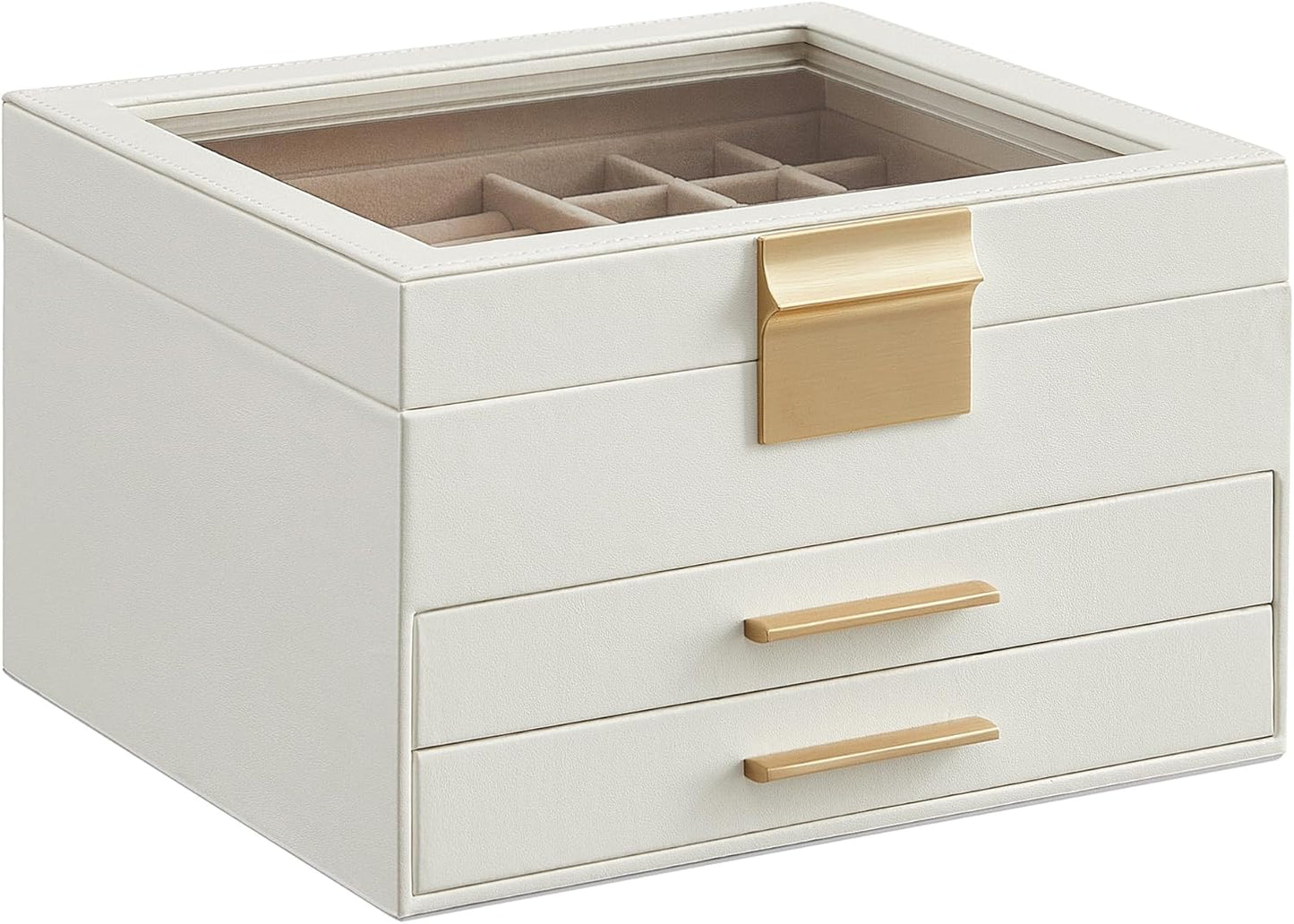SONGMICS GISELLA Collection UJBC239WT - Joyero organizador con tapa...