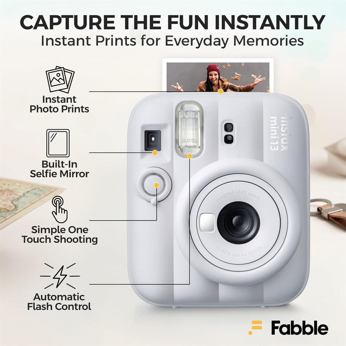 FUJIFILM INSTAX MINI 13 - Cámara de película instantánea color blan...