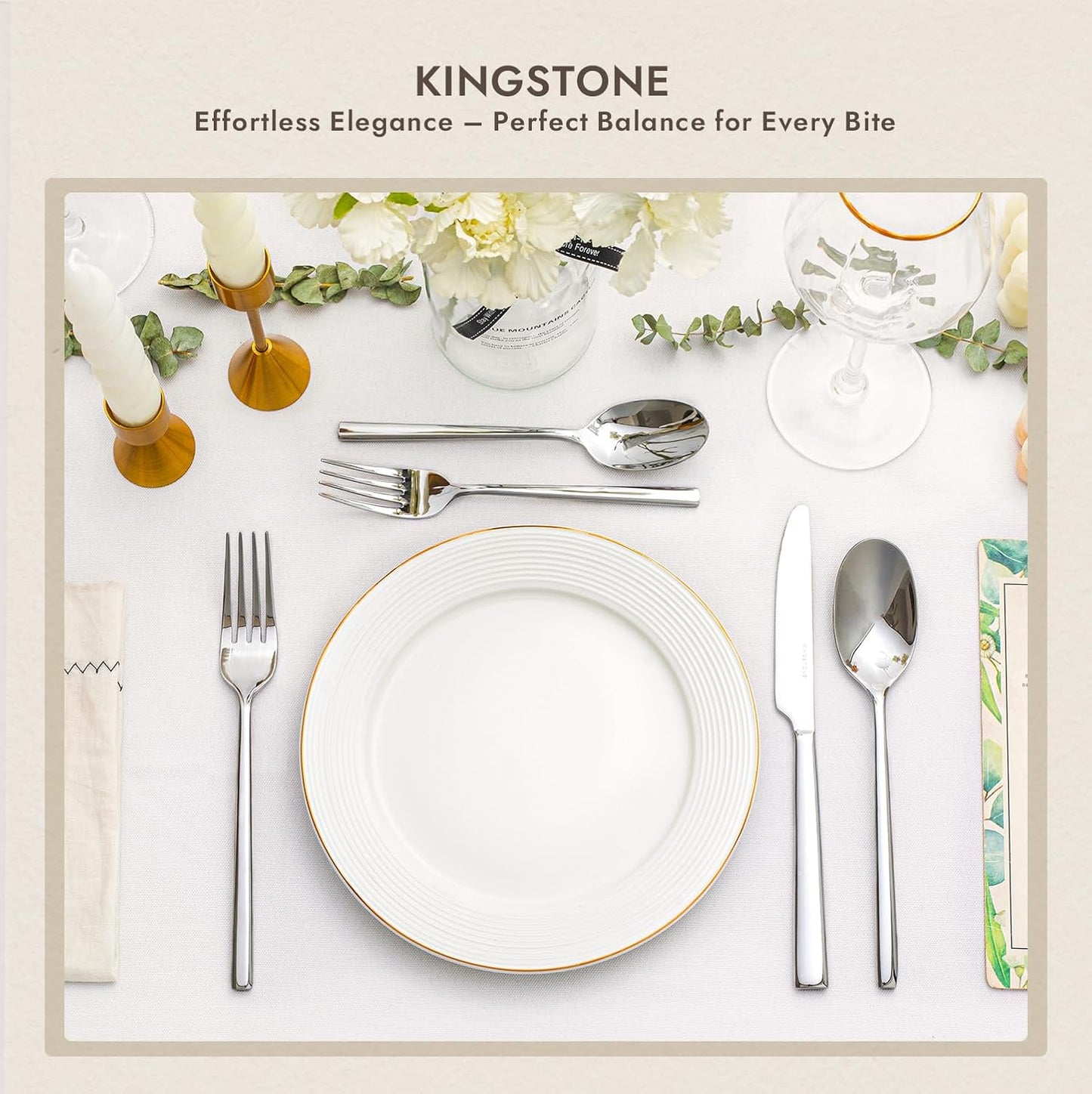 KINGSTONE Juego de tenedores de cena de 8 piezas, tenedores de acer...