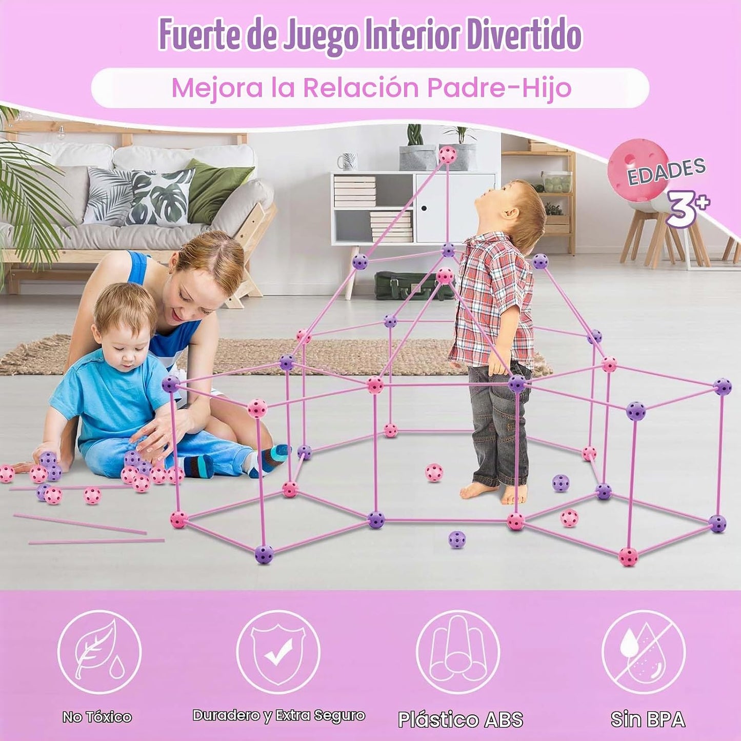 Kit de construcción de fortalezas para niños, 120 piezas, juguetes...