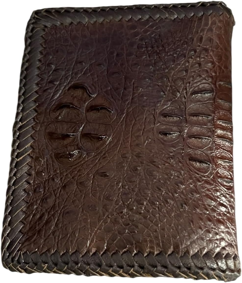VIETDAVN Carteras plegables de cocodrilo genuinas para hombres, car...