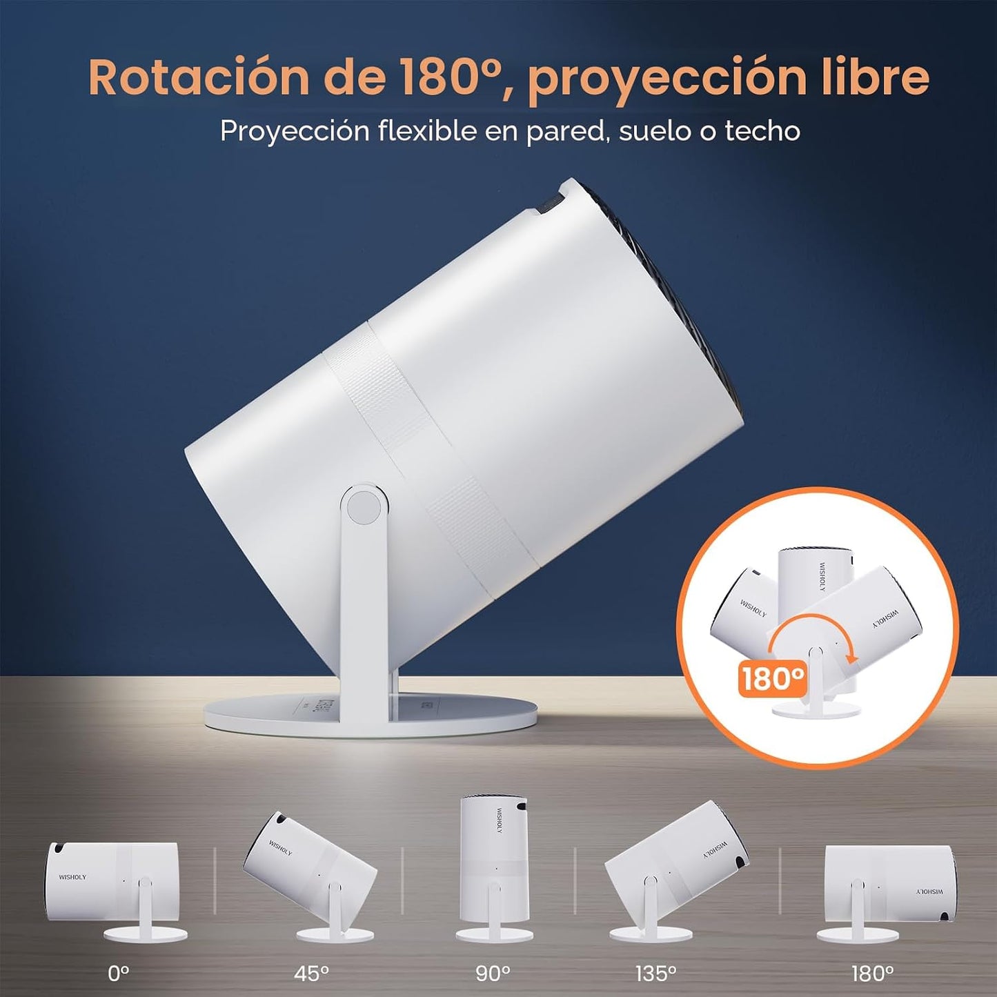 WISHOLY Mini proyector con WiFi y Bluetooth, proyector de películas...
