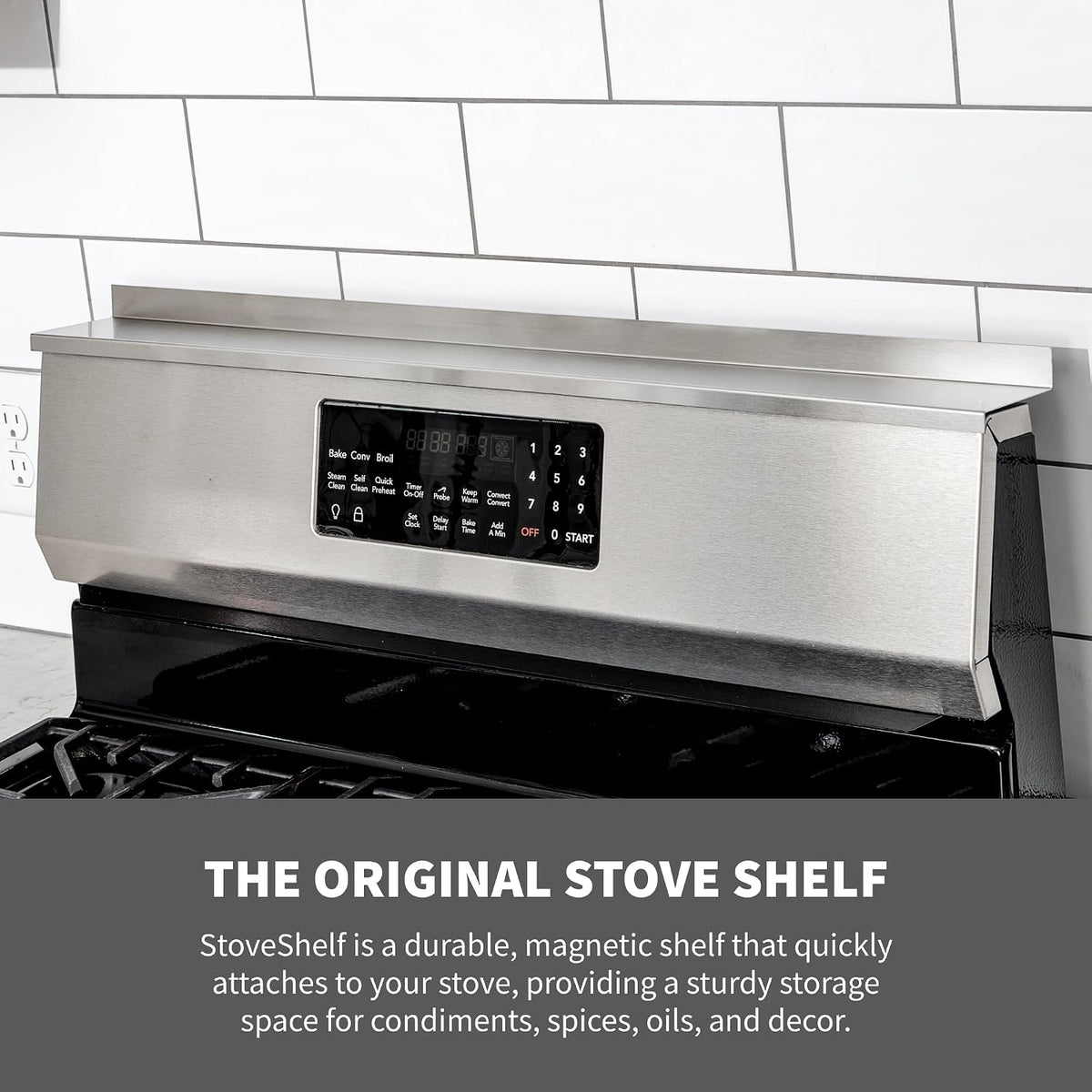 StoveShelf Estante magnético de acero inoxidable de 30 pulgadas de...