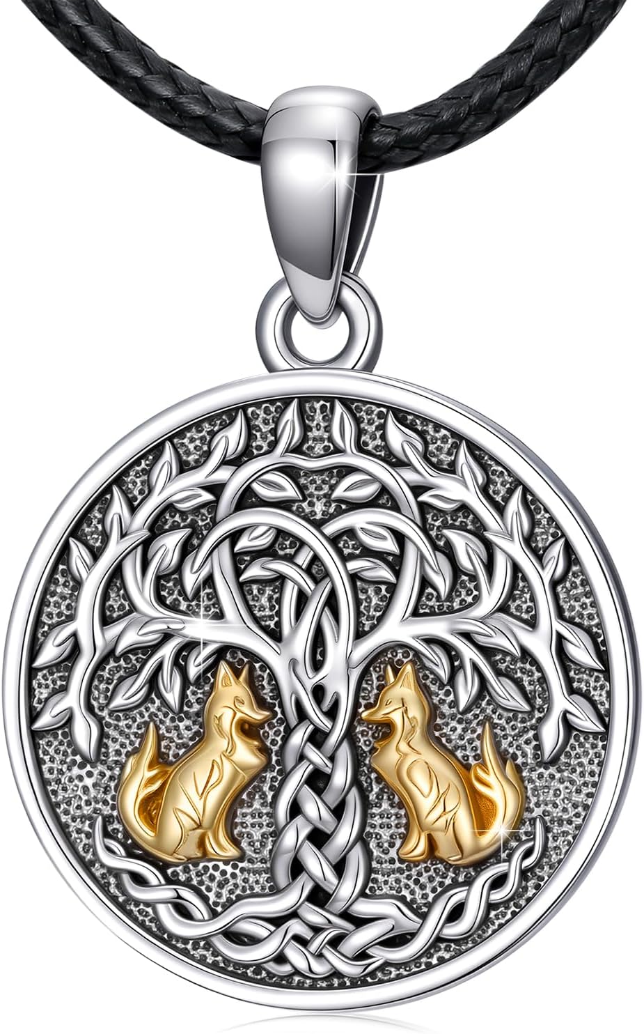 SOESON Collar Vintage para Hombre Plata de Ley 925 Animal Vikingo N...