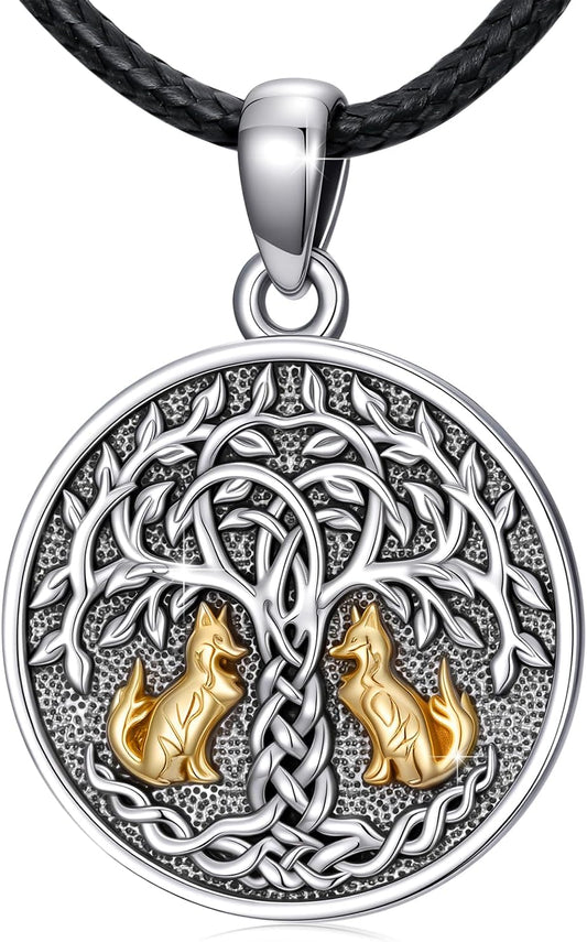 SOESON Collar Vintage para Hombre Plata de Ley 925 Animal Vikingo N...