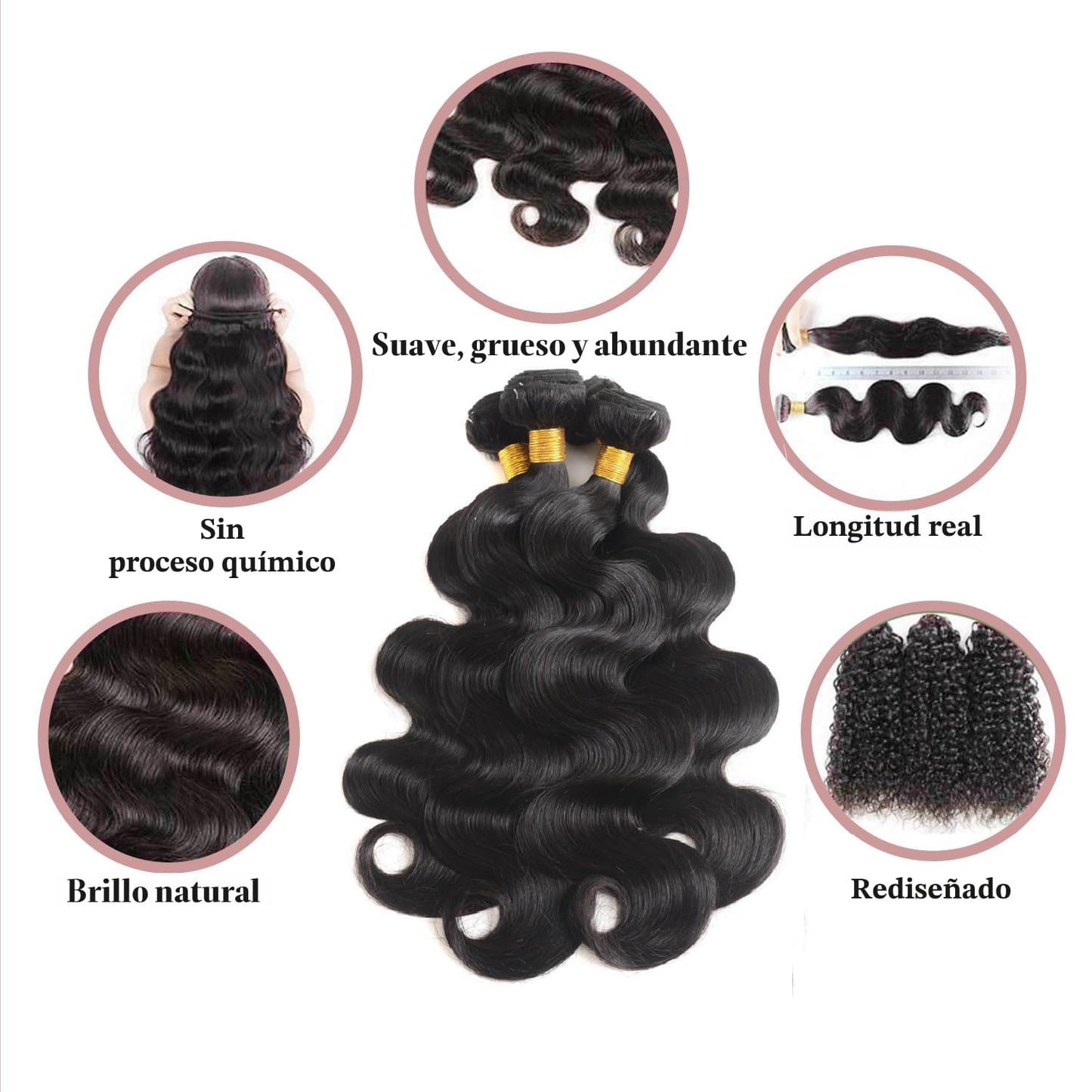 Katspon Manojos de cabello humano 12A de 20, 22, 24, 26 pulgadas, o...