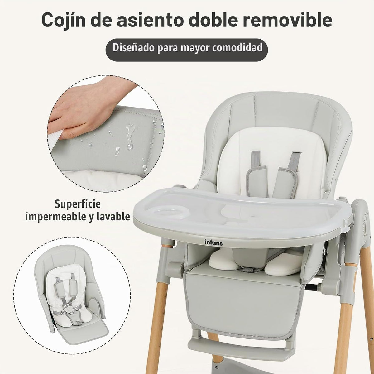 INFANS Silla alta para bebé, sillas altas para bebés y niños pequeñ...
