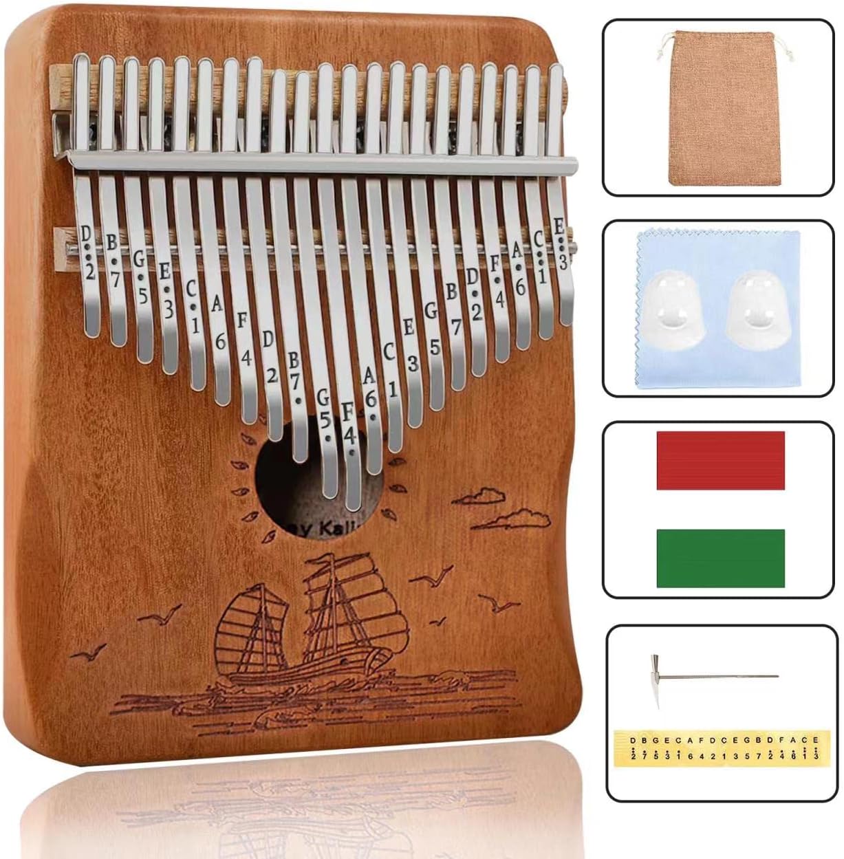 Piano de dedo Kalimba 21 teclas, Calimba, Kalimba de 21 teclas con...
