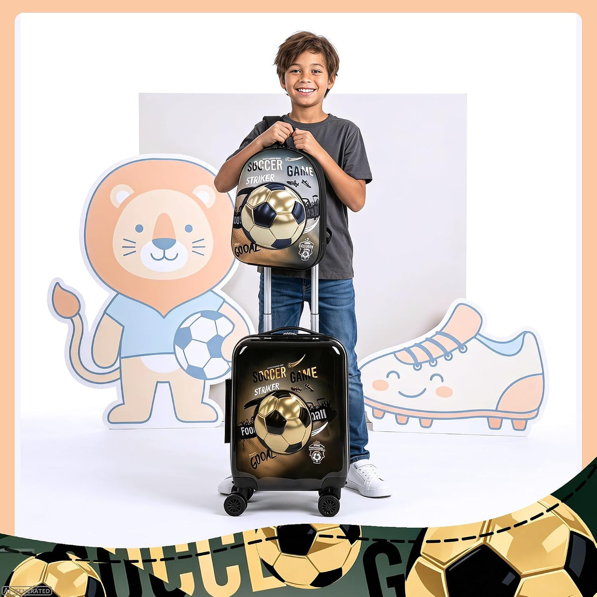 Esteemly Juego de equipaje para niños, 4 piezas, 16 pulgadas, rueda...