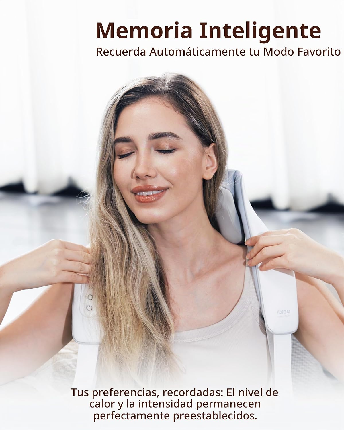 Masajeador Shiatsu inalámbrico de cuello y espalda con calor, 10 mi...