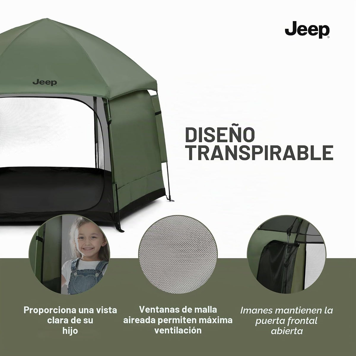 Jeep Hex-Lite Travel Pop-Up Play Yard de Delta Children, verde oliva