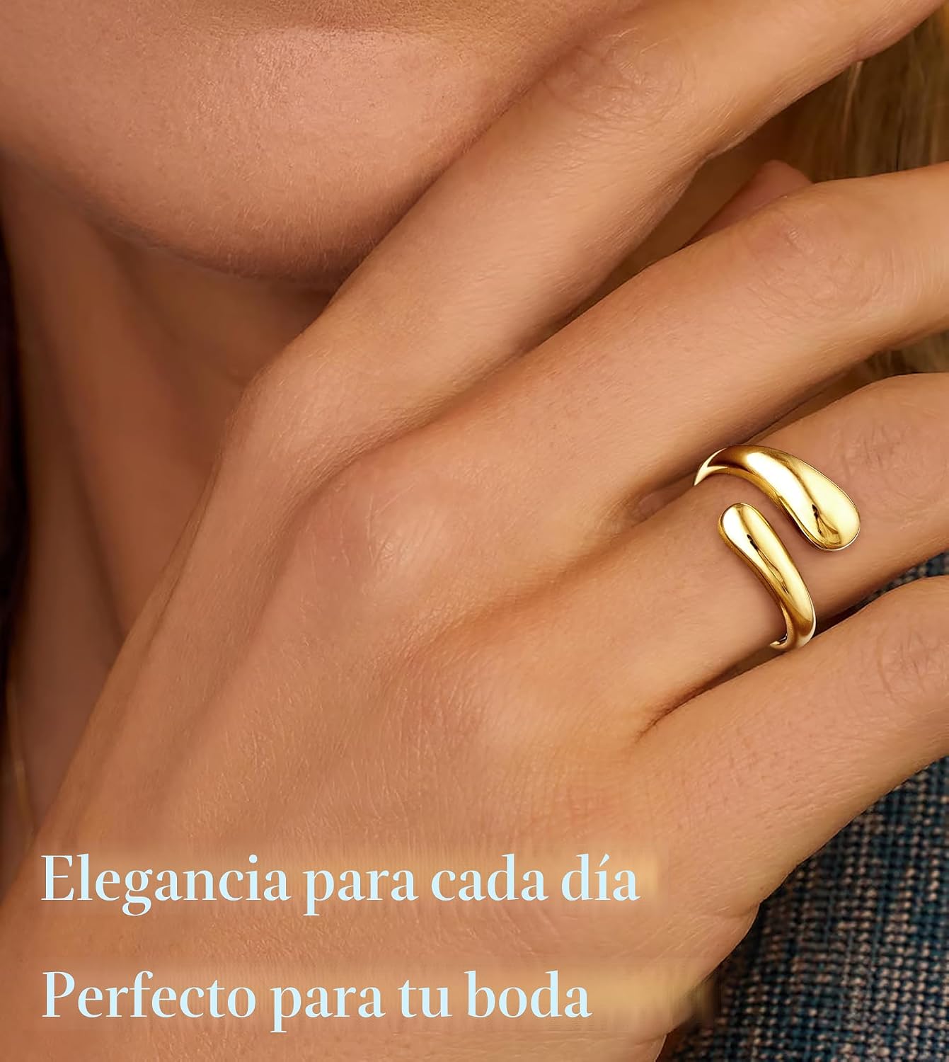 Poxtex - Anillos gruesos dorados para mujer, de oro antideslustre,...
