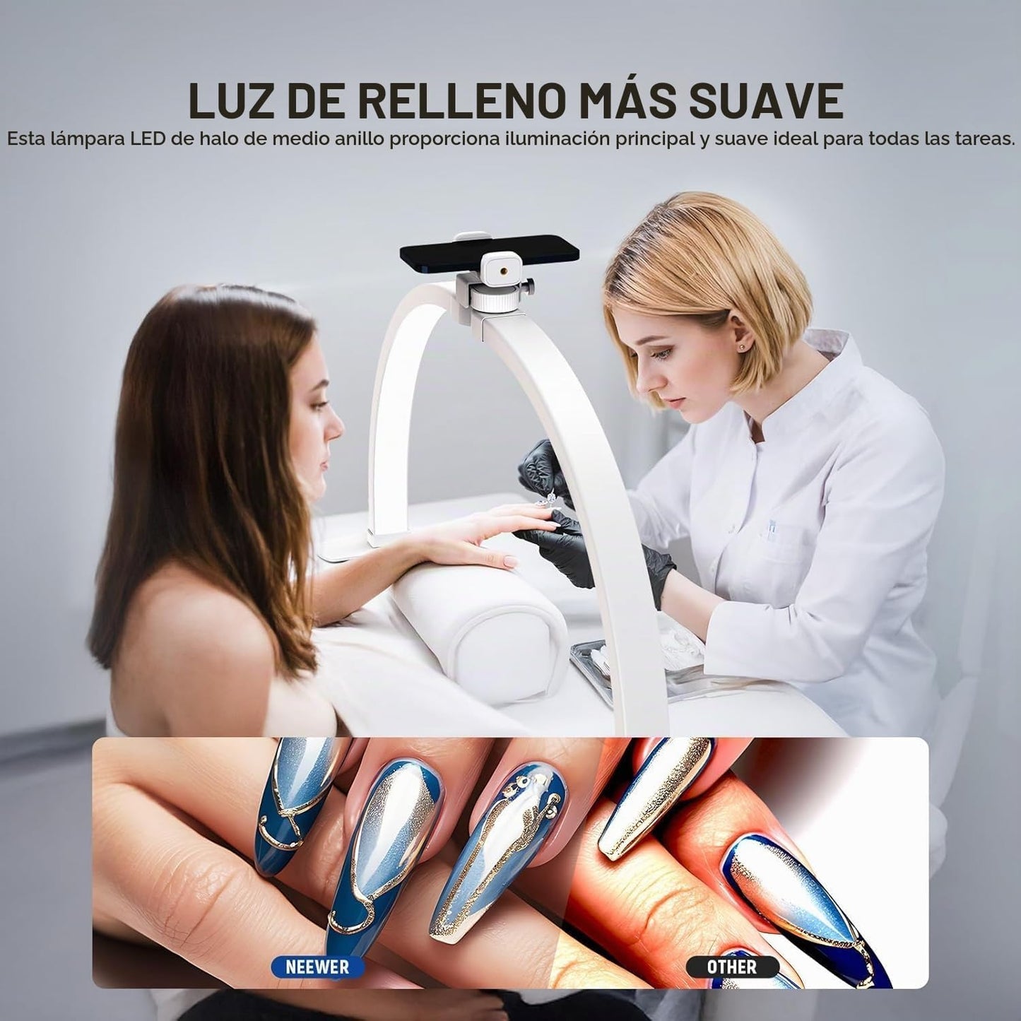 NEEWER Basics - Luz de uñas de media luna de 29 pulgadas para escri...