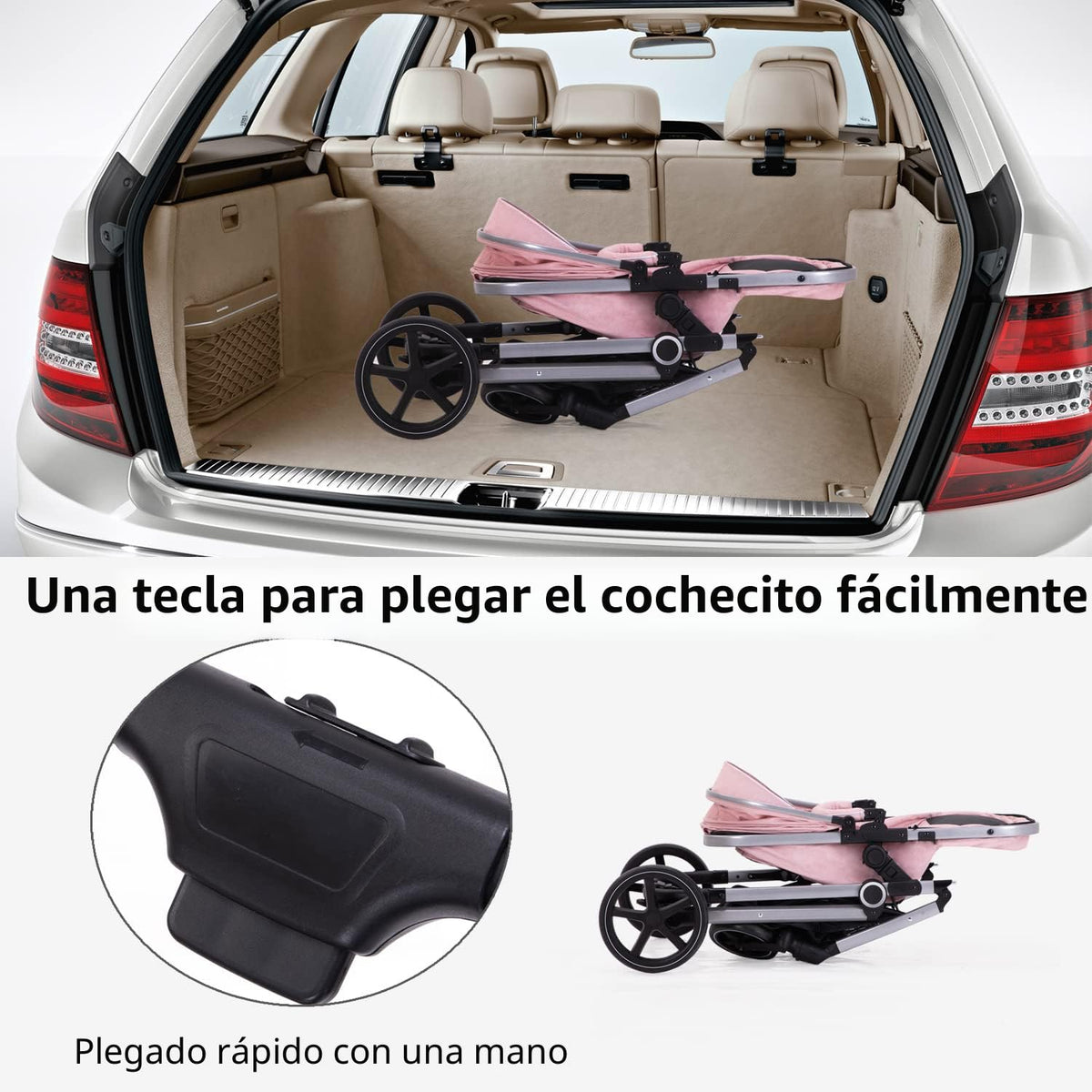 Lortsybab Cochecito de bebé 2 en 1 \u2013 Cochecito plegable para r...