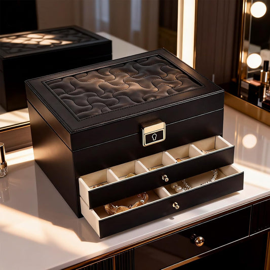 Greenfeather Joyeros para mujer, caja organizadora de joyas con tap...