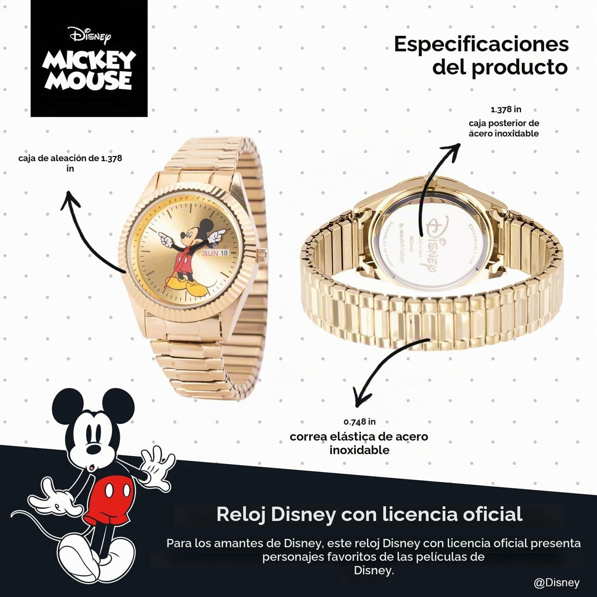 Disney Mickey Mouse Watch Men - Relojes Mickey Mouse para Hombre -...
