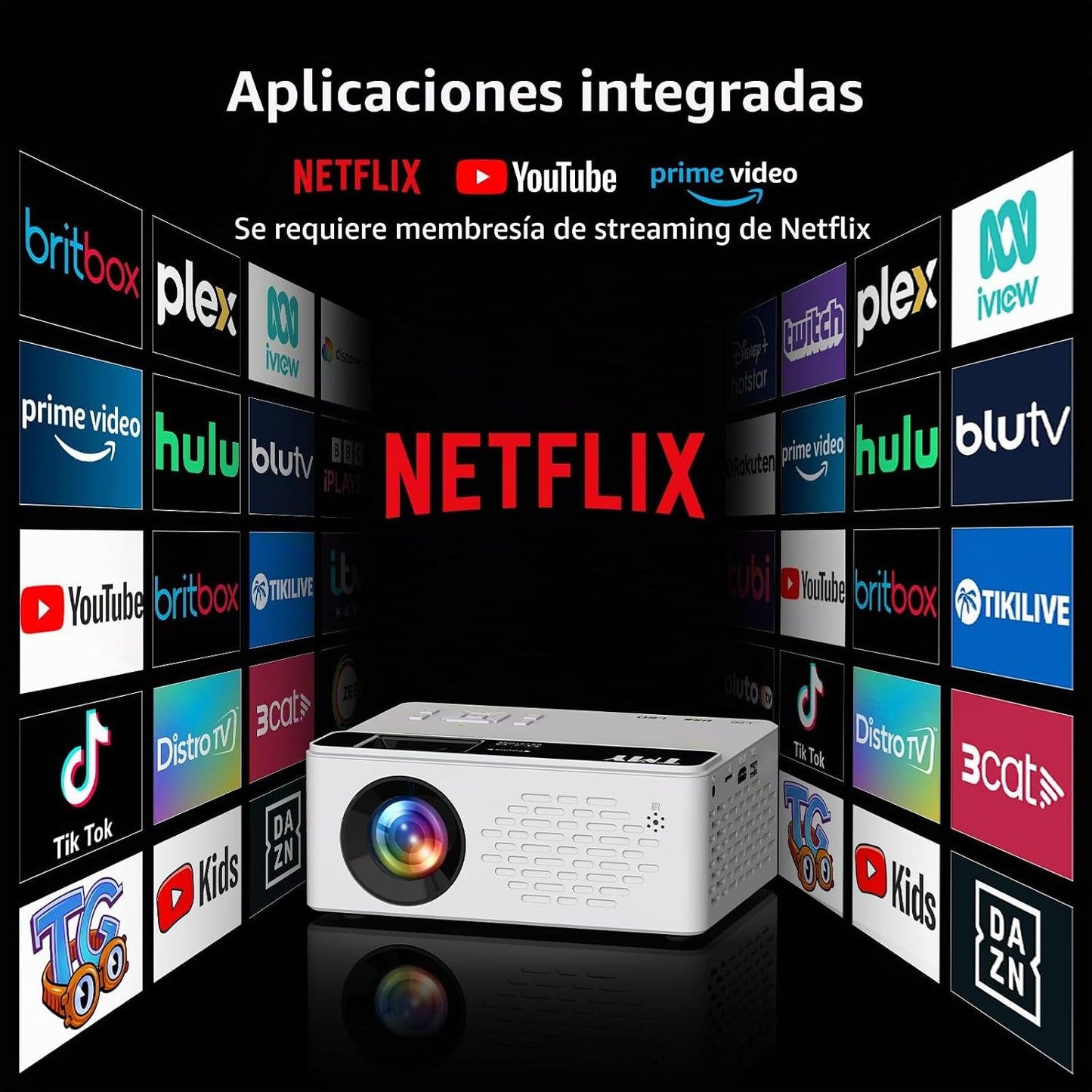 TMY Netflix - Mini proyector de películas con licencia oficial con...
