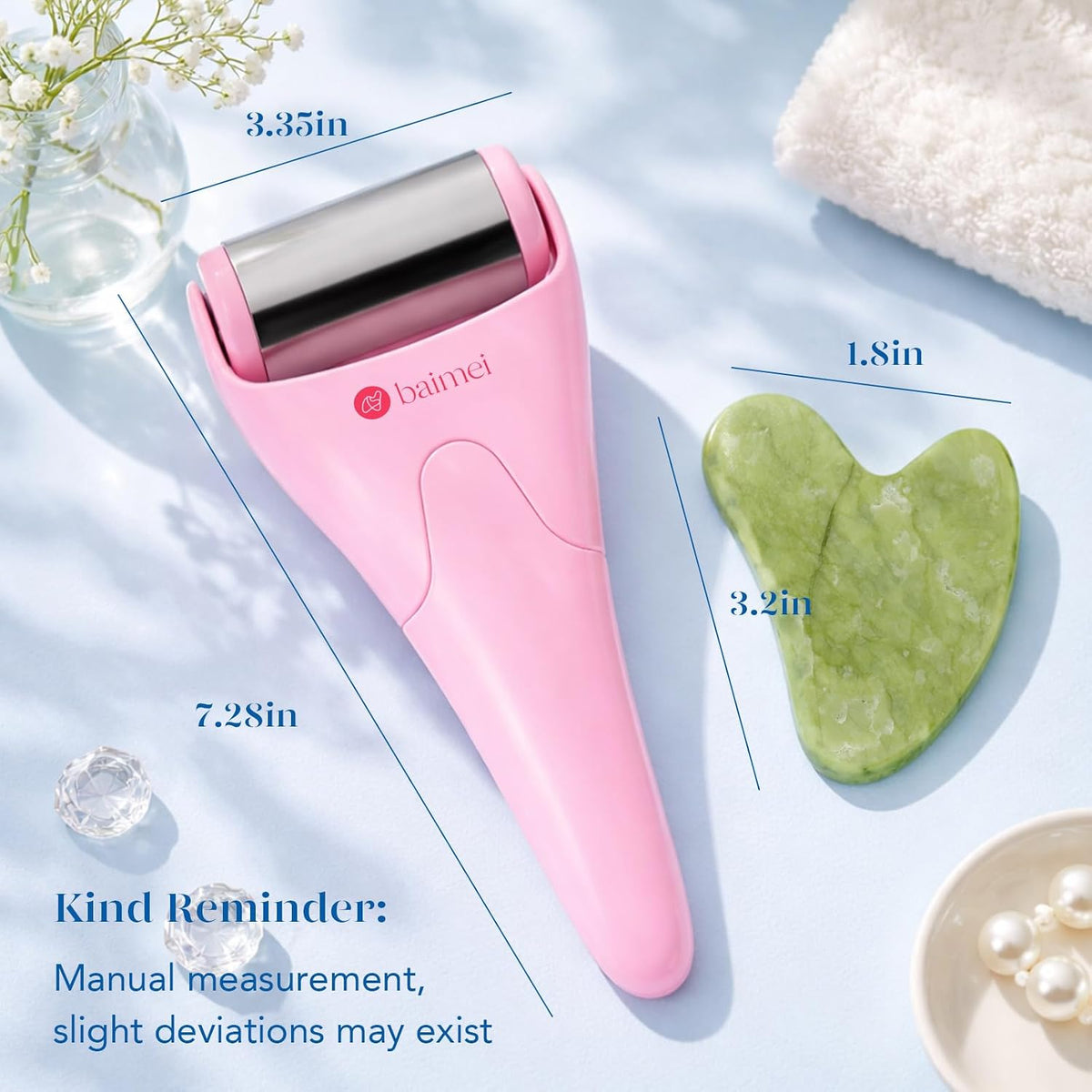 BAIMEI IcyMe - Rodillo de hielo de acero inoxidable para cara y | A...