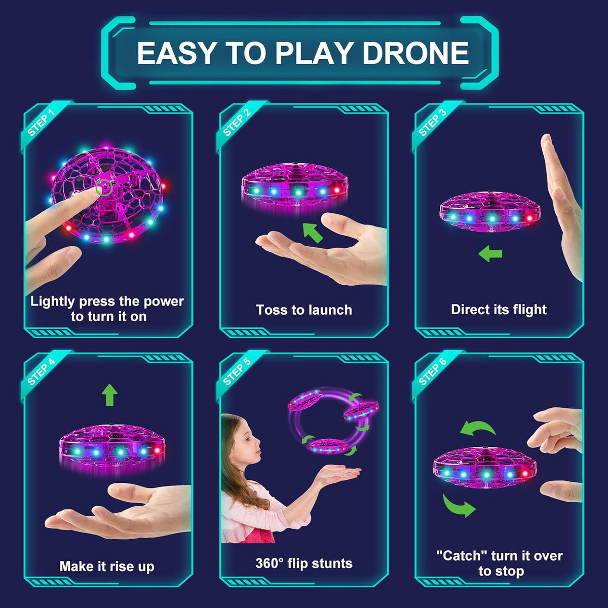 Dron de juguete volador de operación manual para niños, mini dron c...