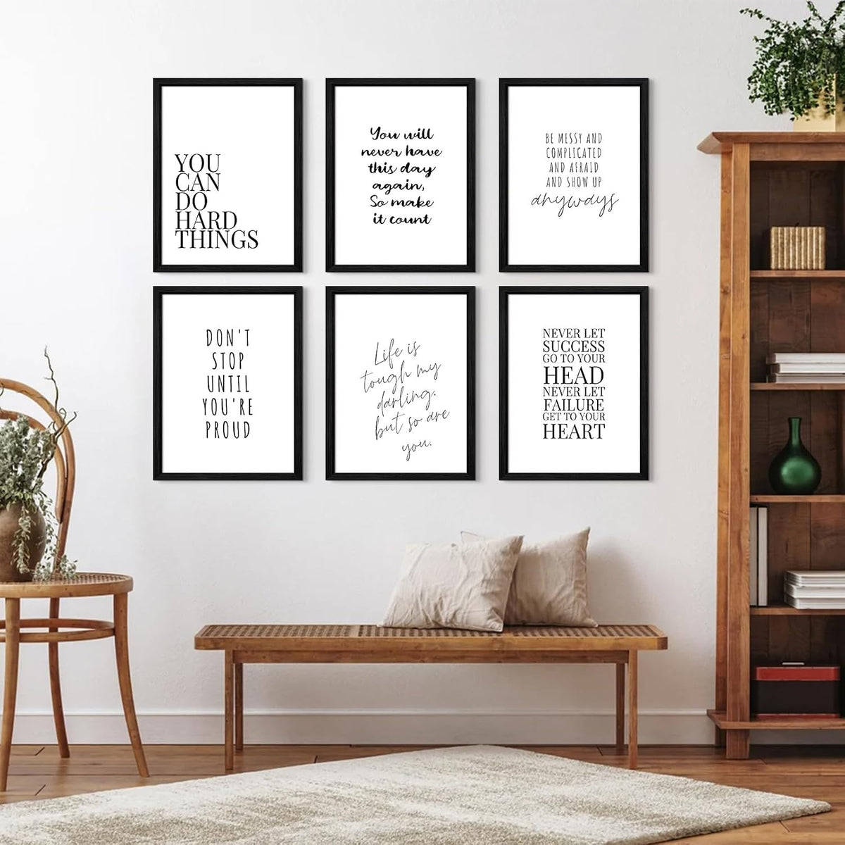 Arte de pared inspirador para oficina, con citas motivacionales, li...