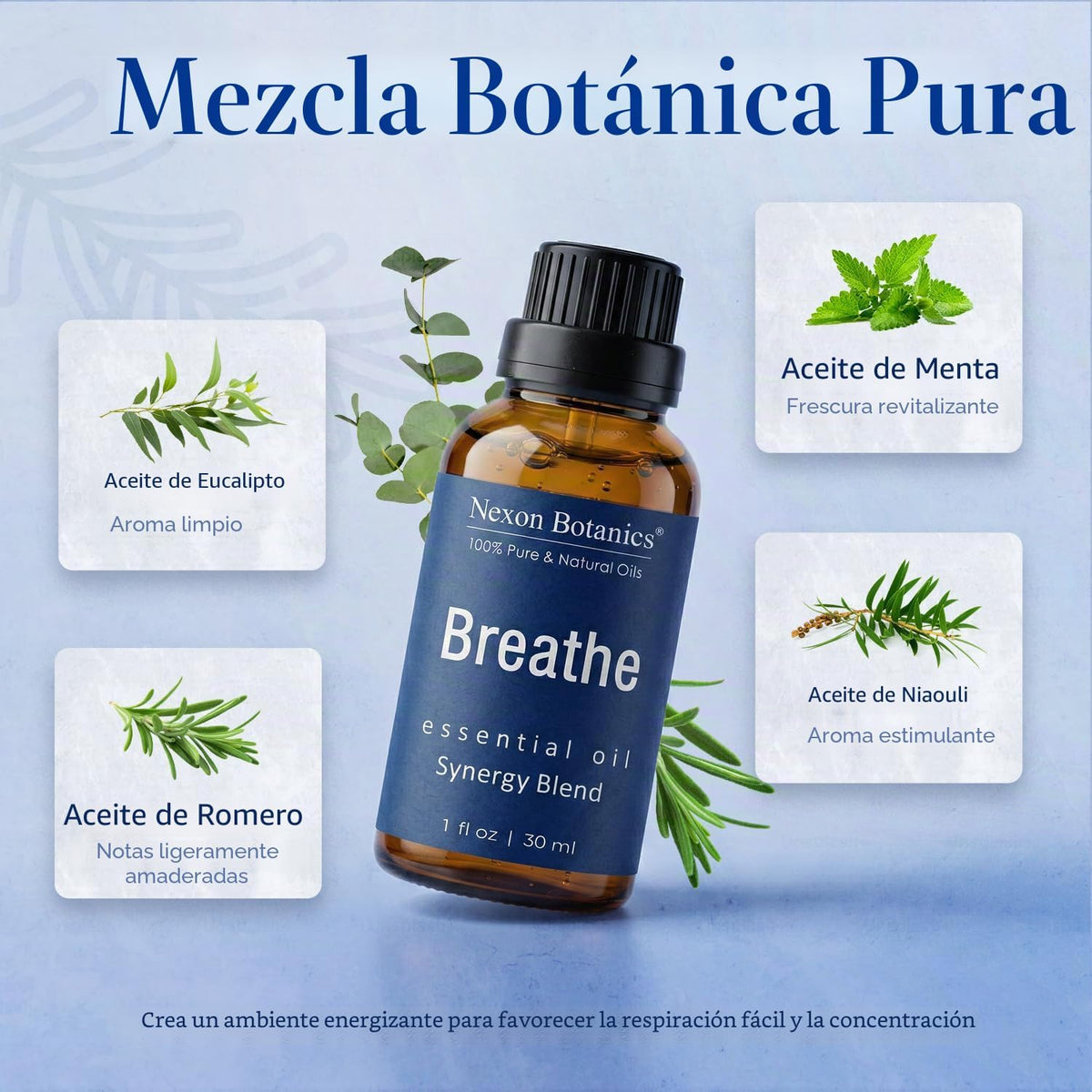 Nexon Botanics Breathe - Mezcla de aceites esenciales, 1.0 onzas lí...