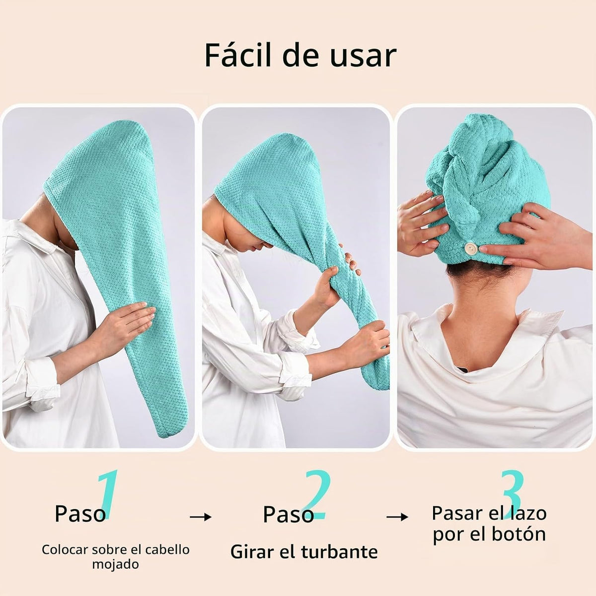 YFONG Paquete de 2 Toallas Envolventes de Microfibra para el Cabell...