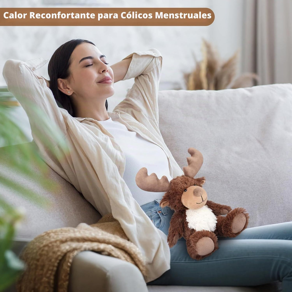 SuzziPals Alce de Peluche Calentable y Enfriable, Almohadillas de C...