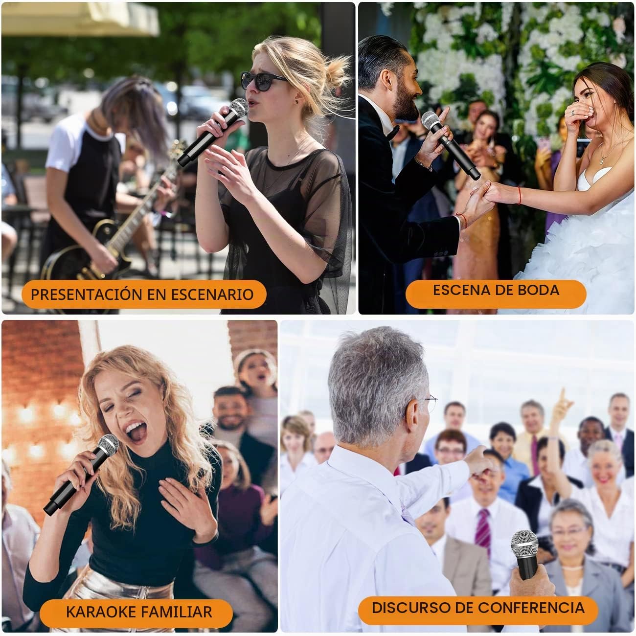 Depusheng DX4 Micrófono Inalámbrico, Sistema Profesional de Karaoke...