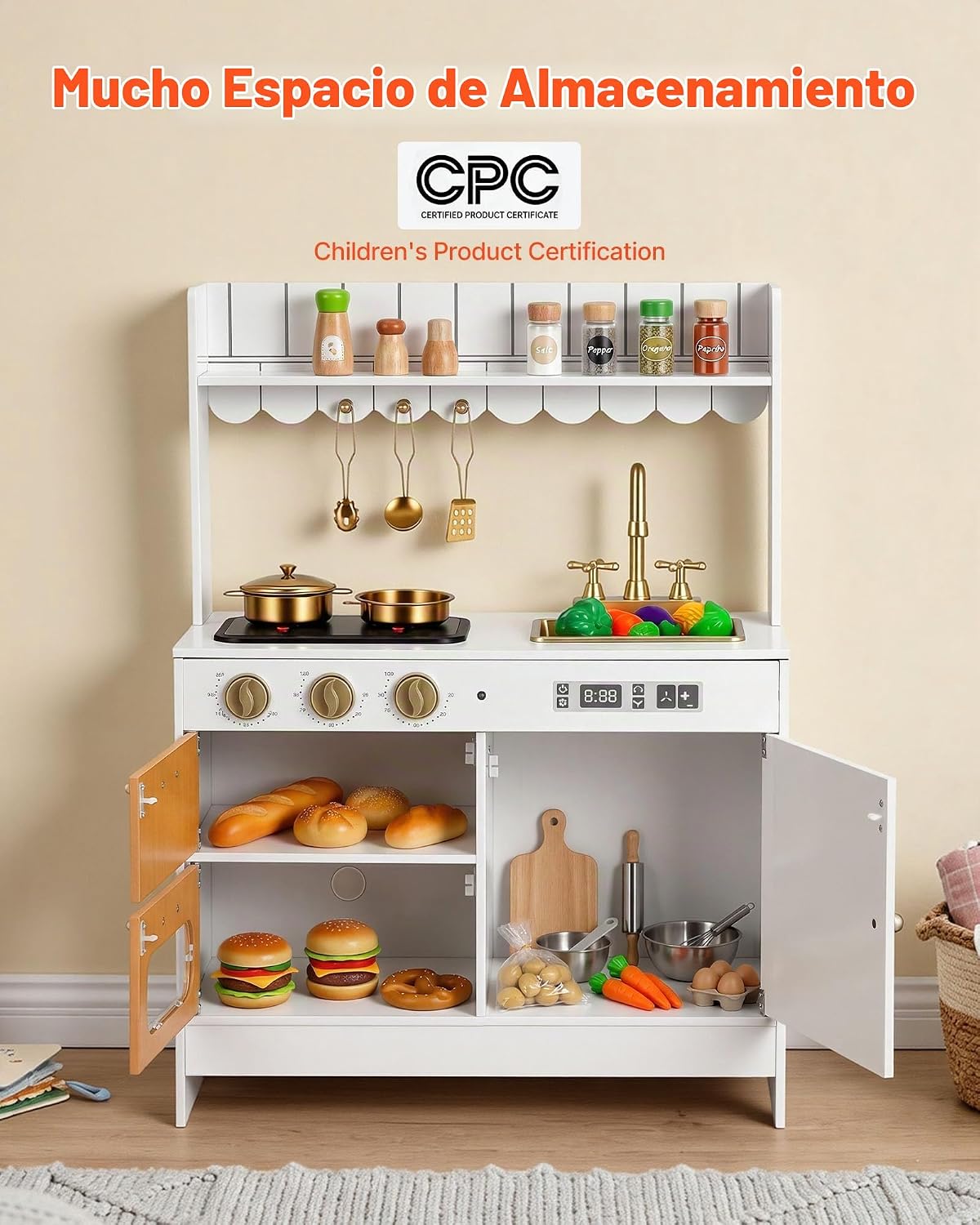 VEVOR Juego de cocina para niños, juego de cocina de madera para ni...