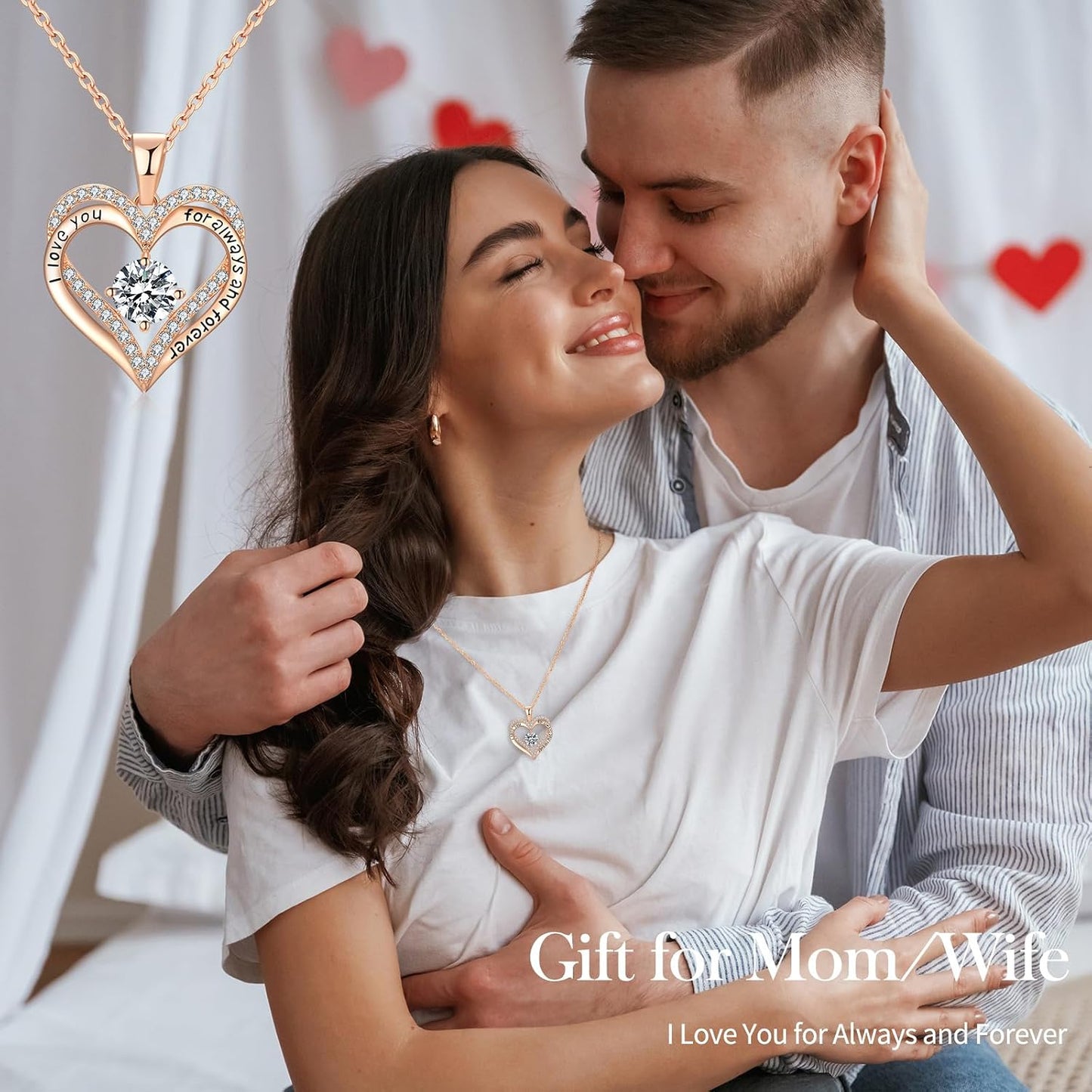 Collares de oro rosa de 18 quilates para mujer, regalos de cumpleañ...