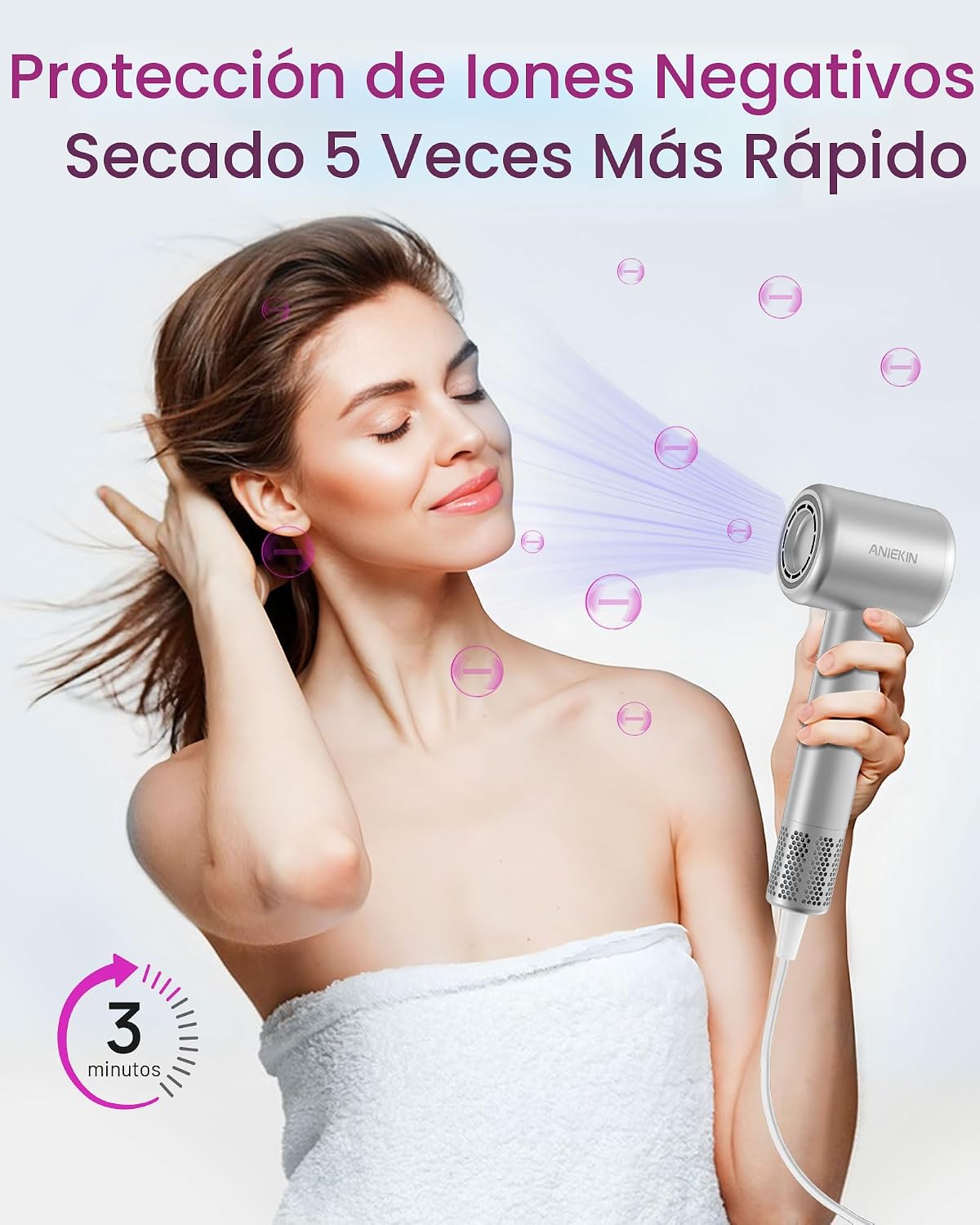 Secador de Pelo, Secador de Pelo Iónico de Alta Velocidad y Bajo Ru...